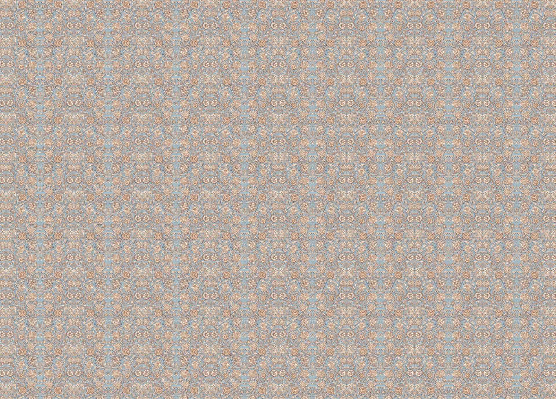 Creative Lab Amsterdam Indian Flower Blue Wallpaper Mural-Beaumonde