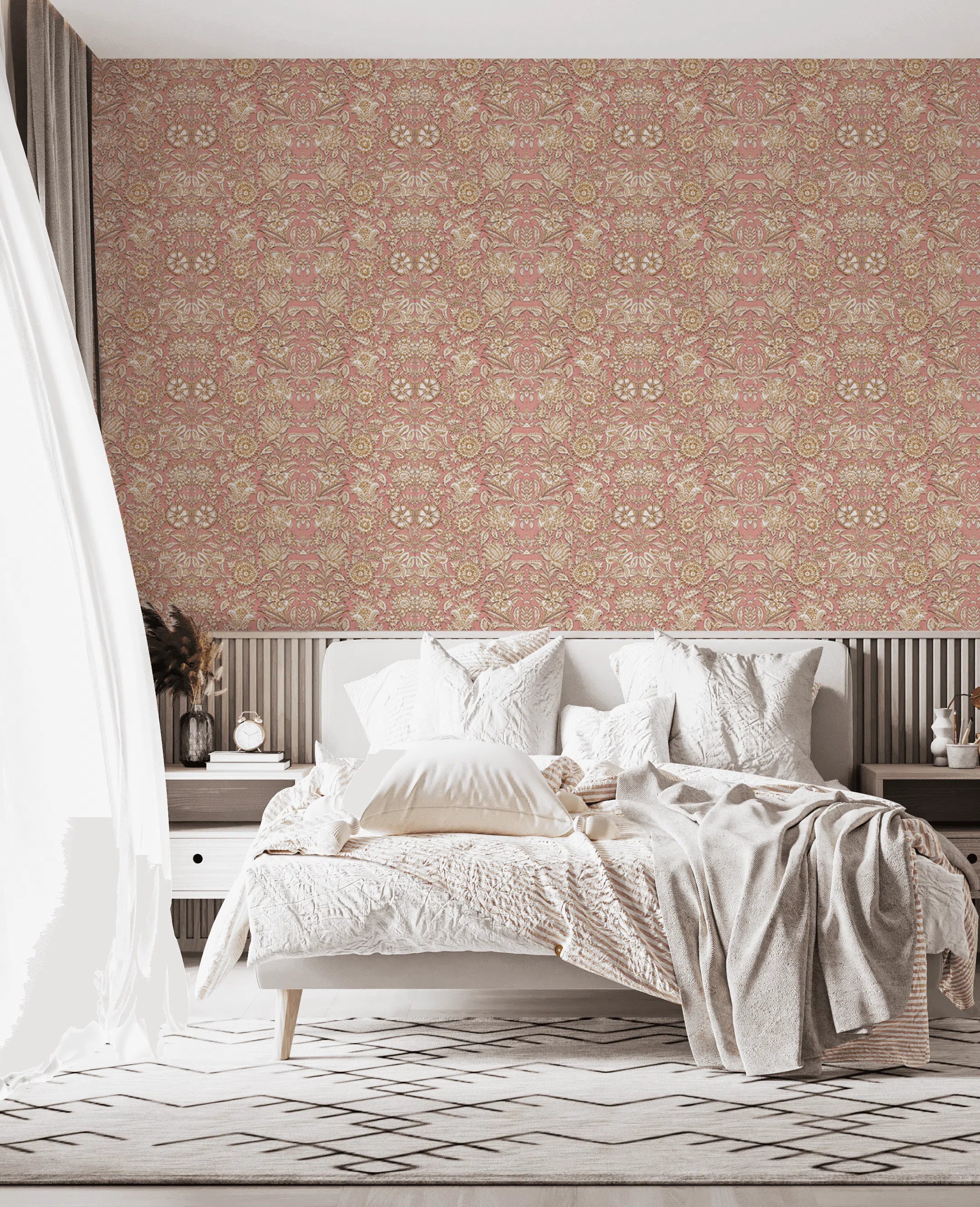 Creative Lab Amsterdam Indian Flower Pink Wallpaper Mural-Beaumonde
