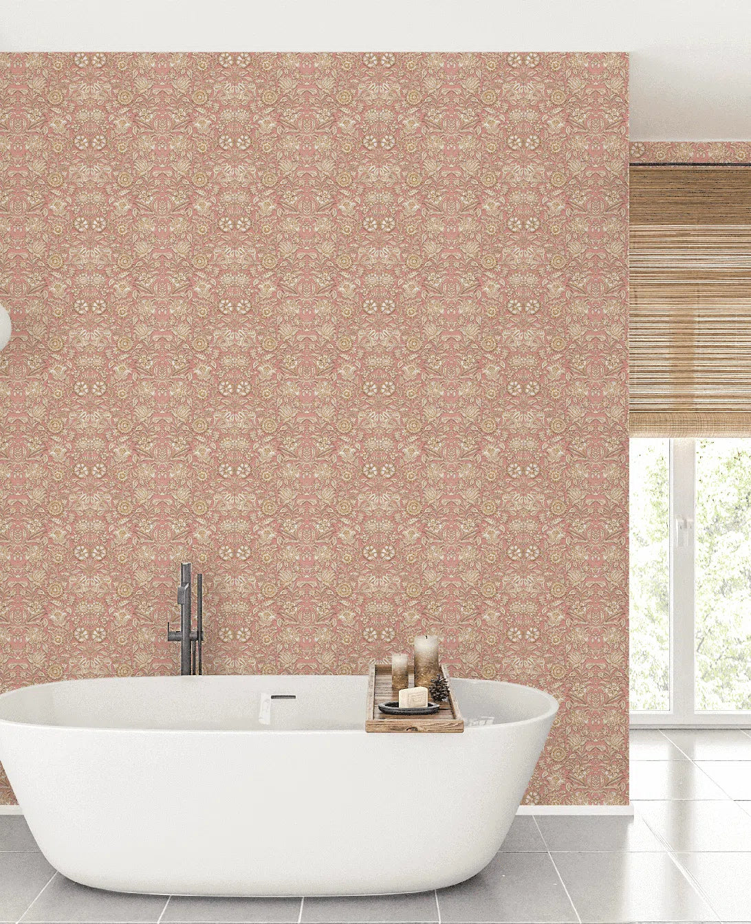 Creative Lab Amsterdam Indian Flower Pink Wallpaper Mural-Beaumonde