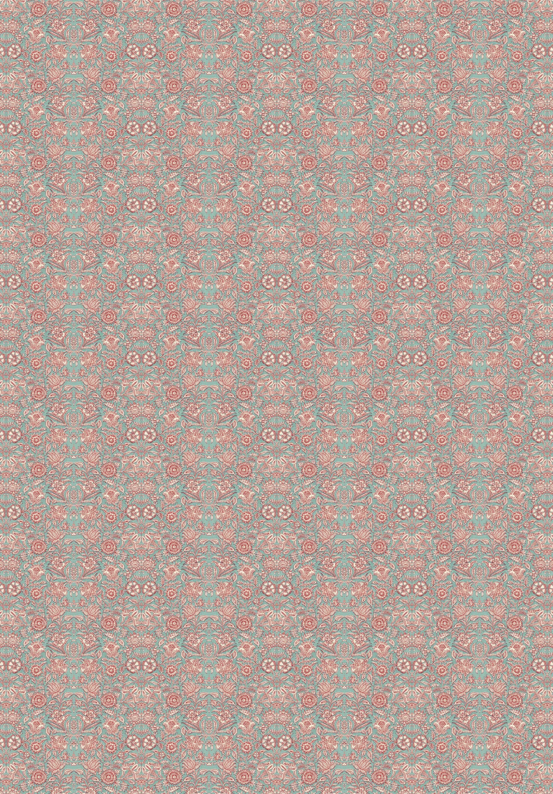 Creative Lab Amsterdam Indian Flower Turquoise Wallpaper Mural-Beaumonde