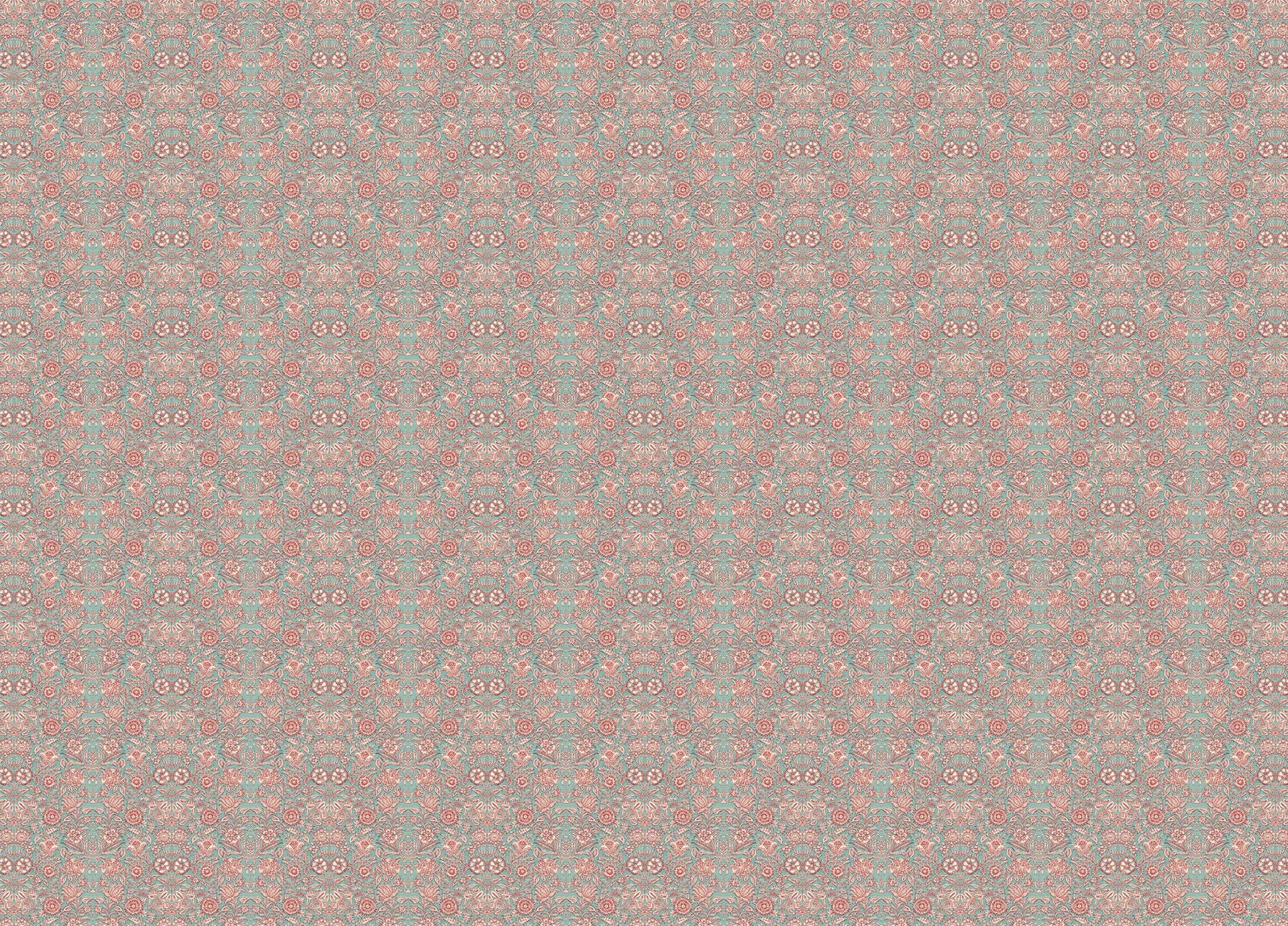 Creative Lab Amsterdam Indian Flower Turquoise Wallpaper Mural-Beaumonde