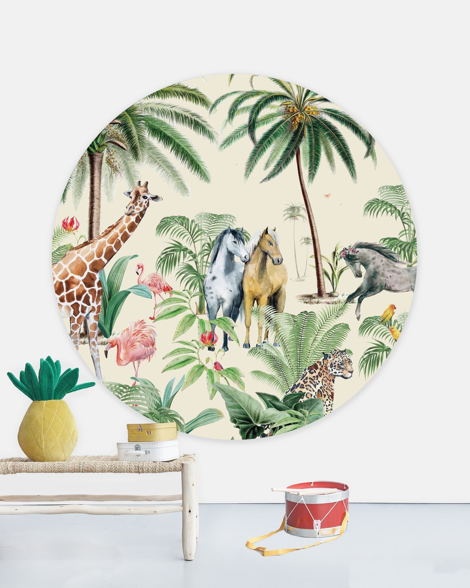 Creative Lab Amsterdam Jungle Horse Wallpaper Circle Mural-Beaumonde
