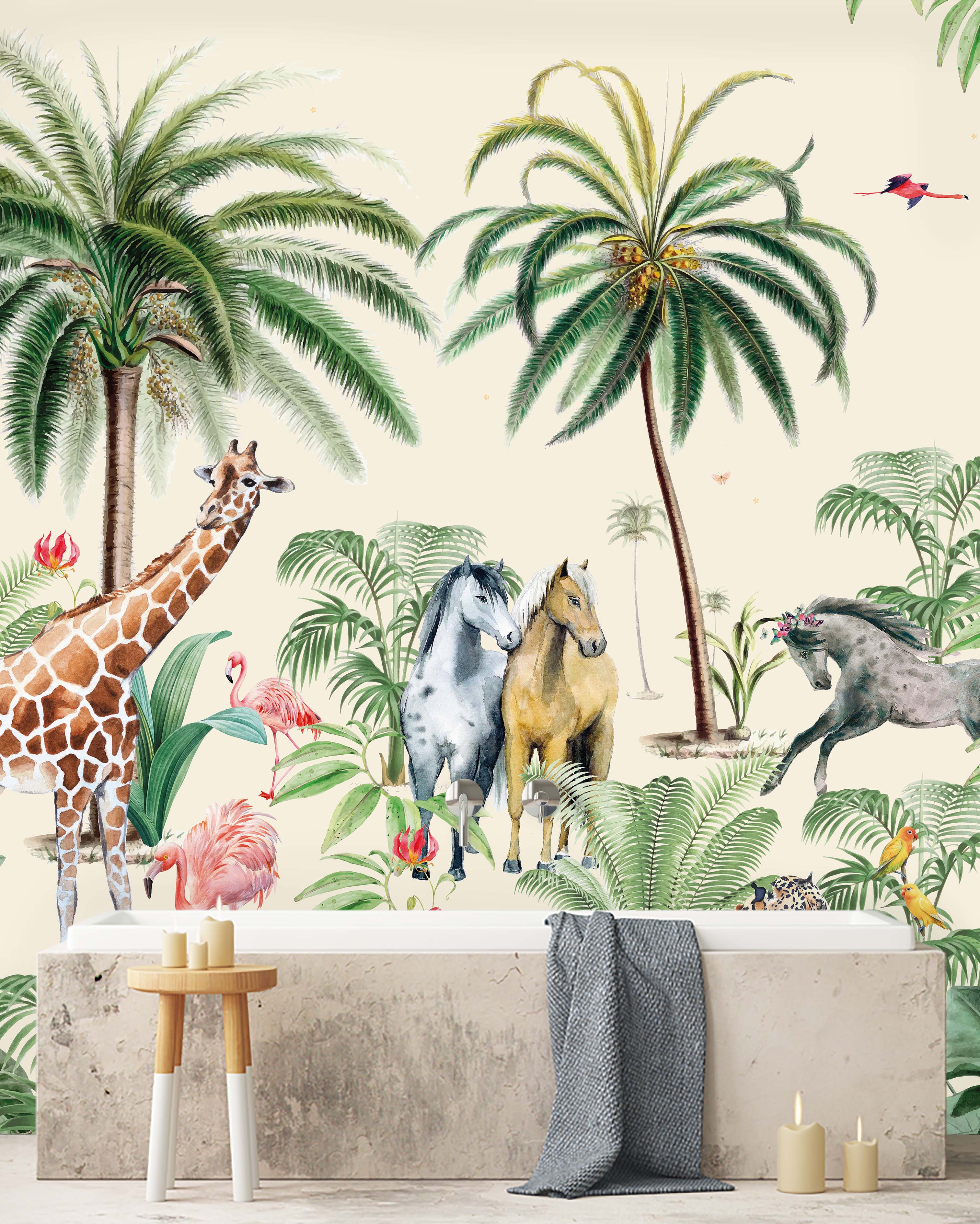 Creative Lab Amsterdam Jungle Horse Wallpaper Mural-Beaumonde