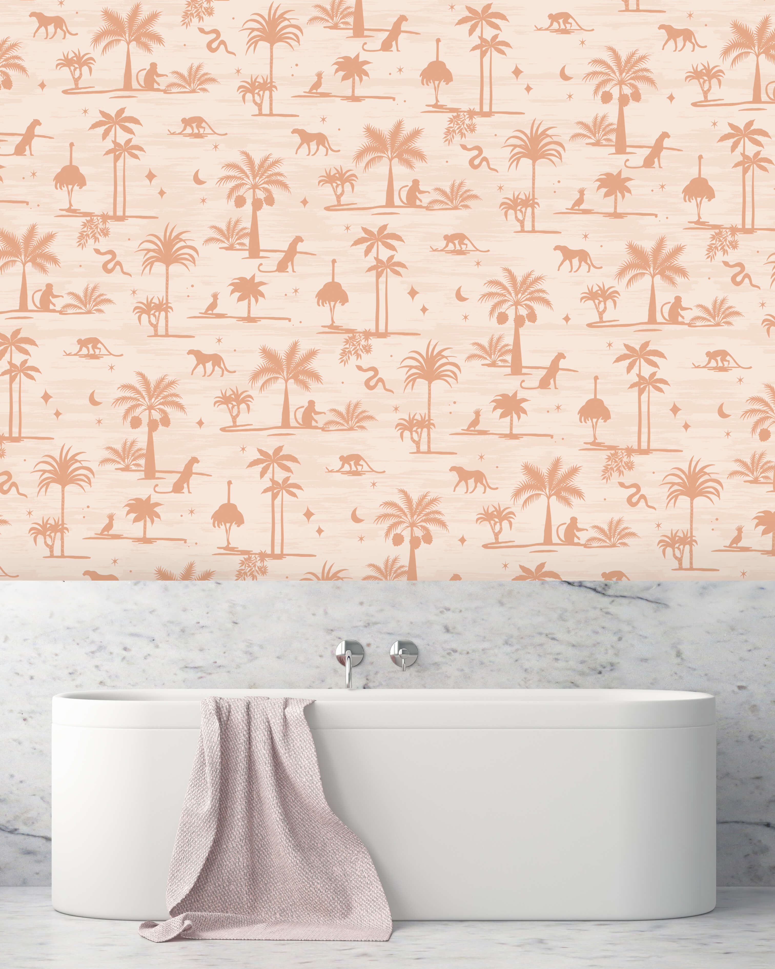 Creative Lab Amsterdam Jungle Silhouette Pink Wallpaper Mural-Beaumonde