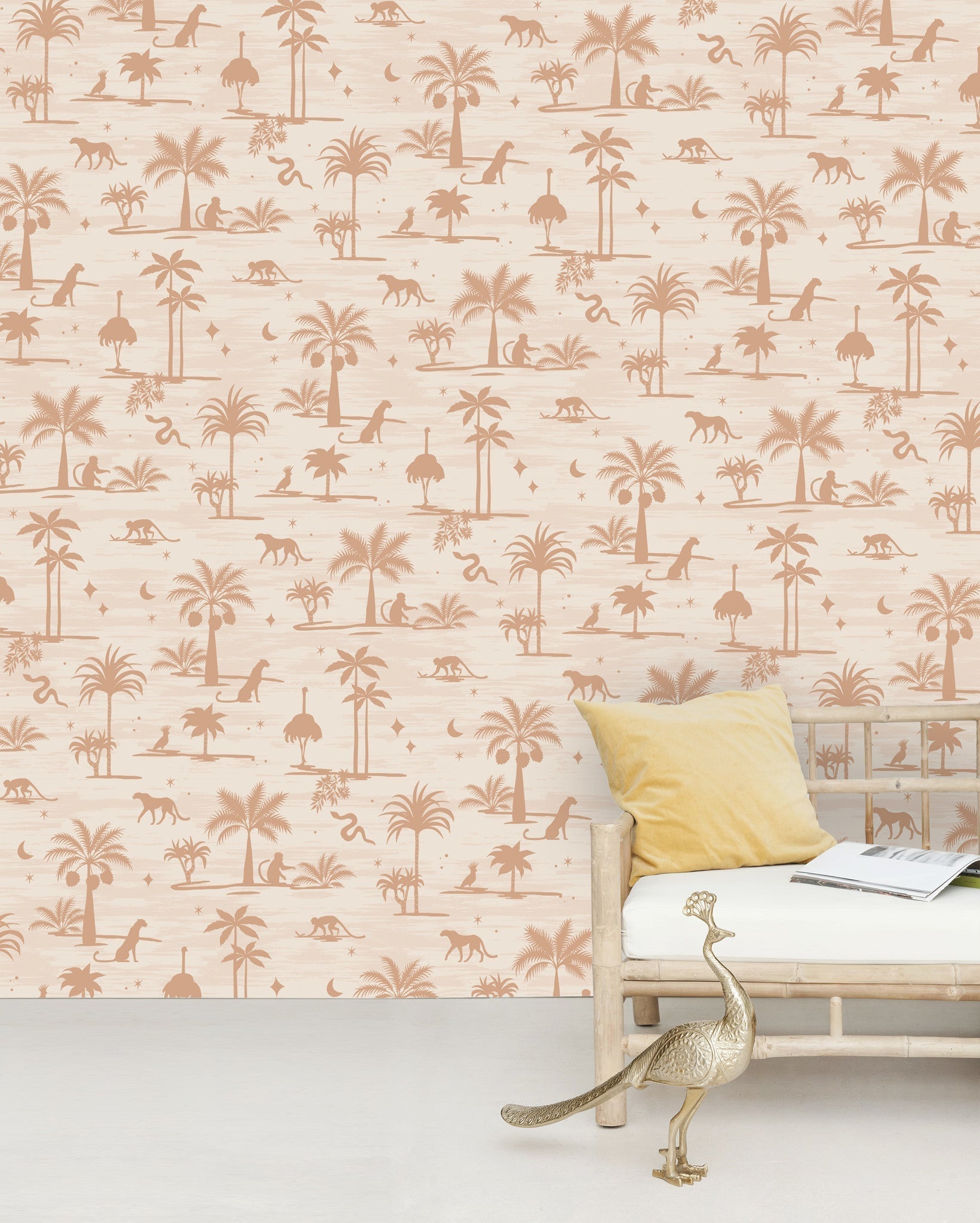 Creative Lab Amsterdam Jungle Silhouette Pink Wallpaper Mural-Beaumonde