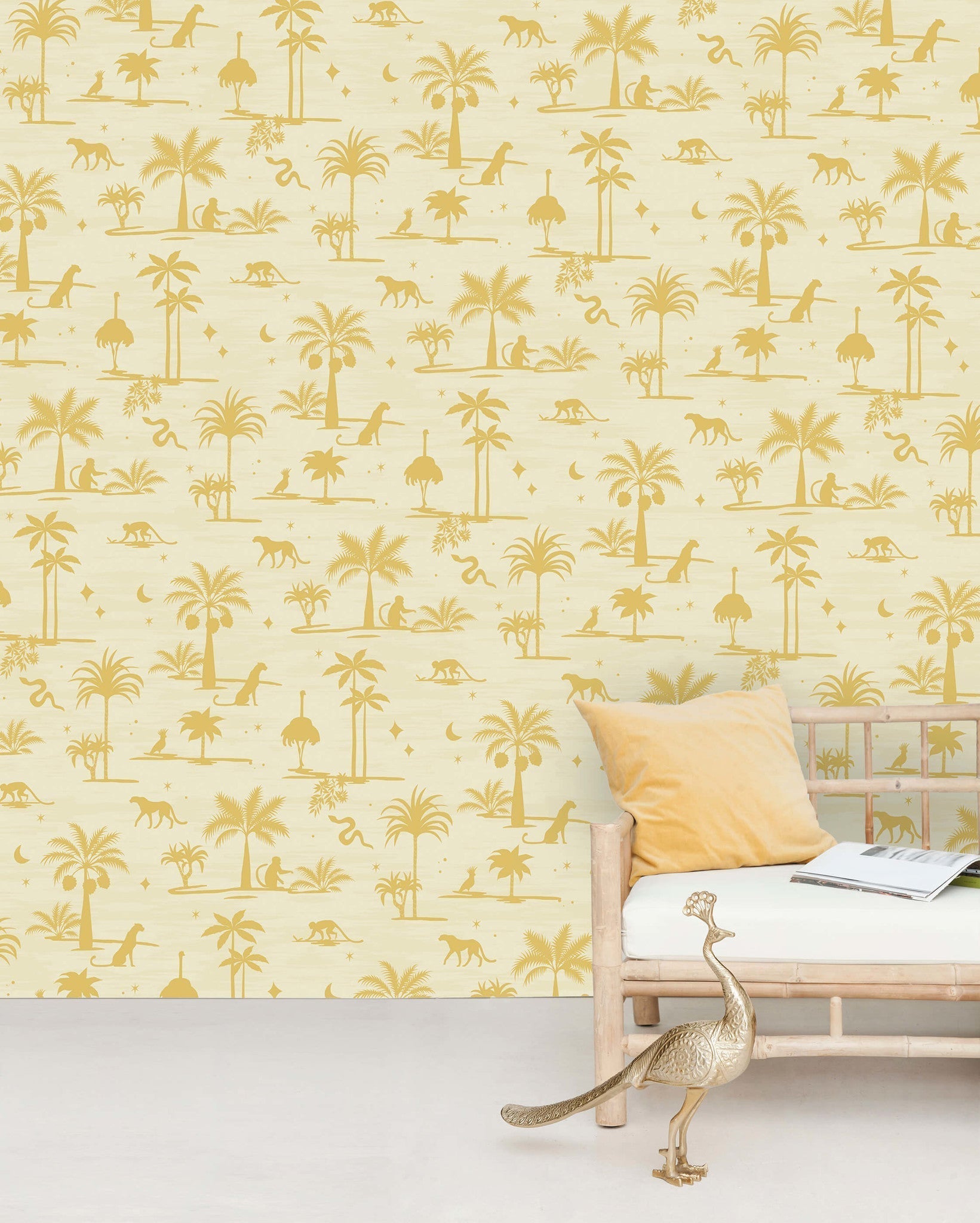 Creative Lab Amsterdam Jungle Silhouette Yellow Wallpaper Mural-Beaumonde