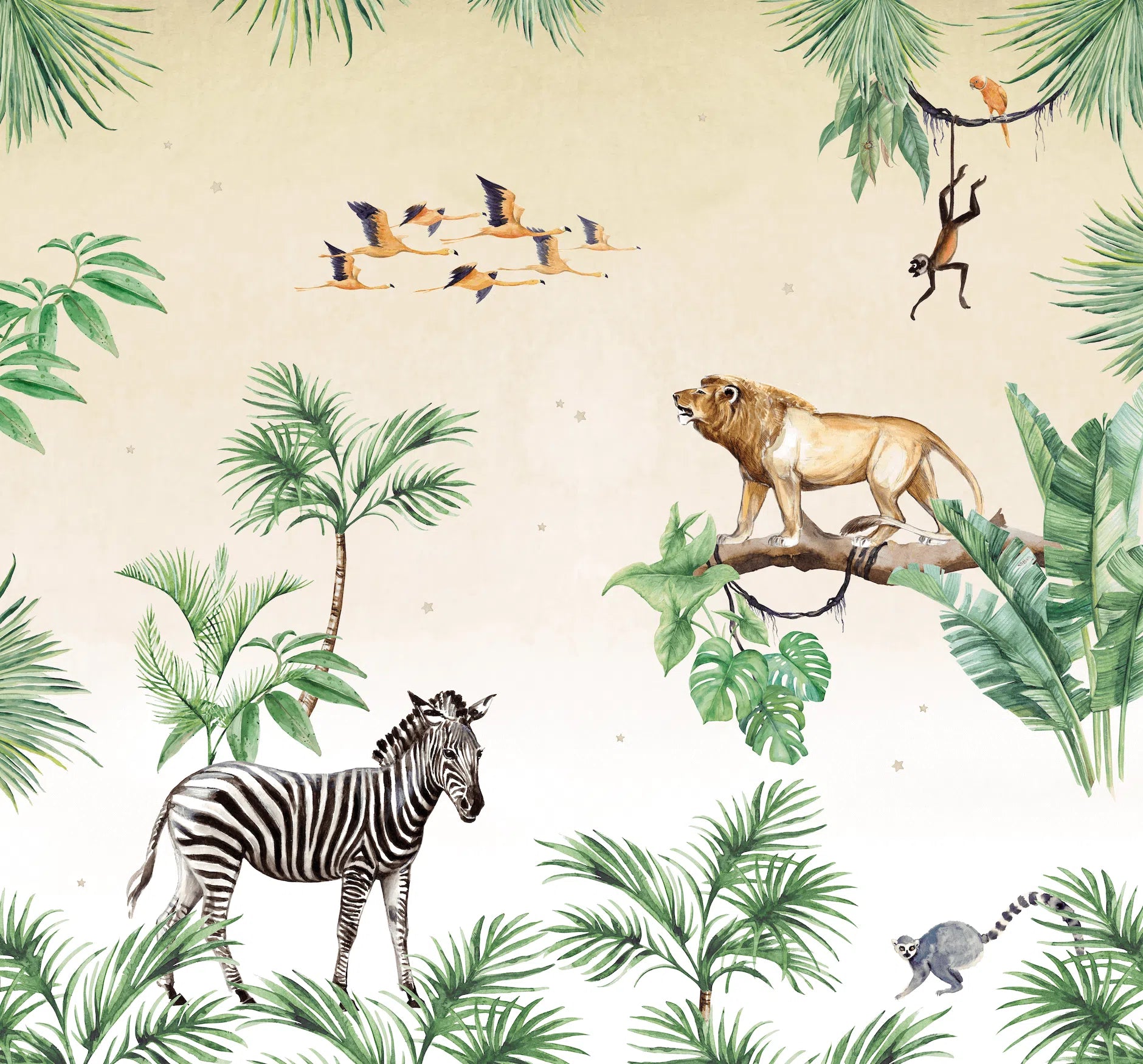 Creative Lab Amsterdam King of the Jungle Wallpaper Circle Mural-Beaumonde