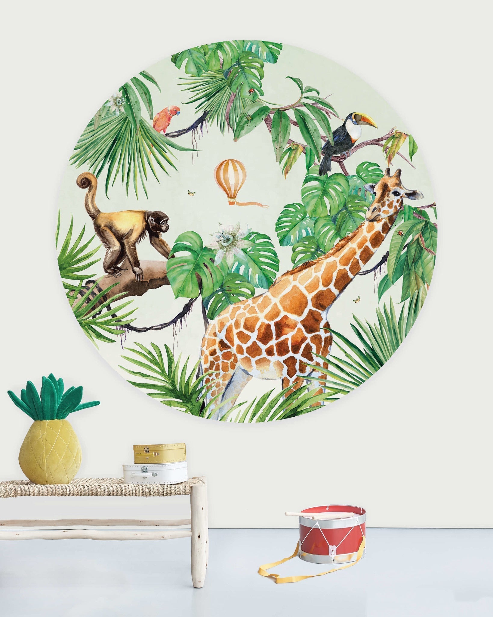 Creative Lab Amsterdam Monkey Jungle Wallpaper Circle Mural-Beaumonde