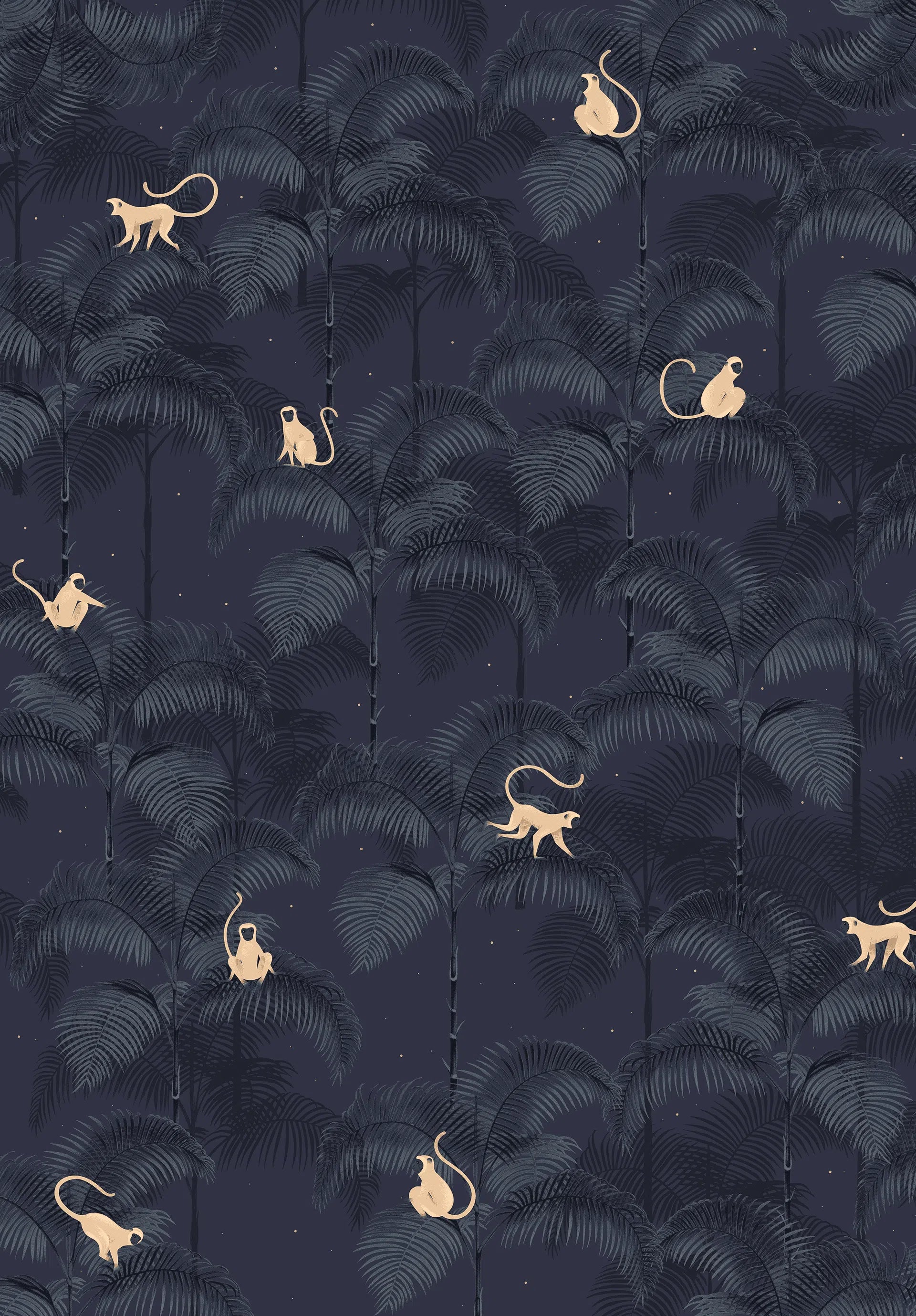 Creative Lab Amsterdam Monkey Night Blue Wallpaper Mural-Beaumonde
