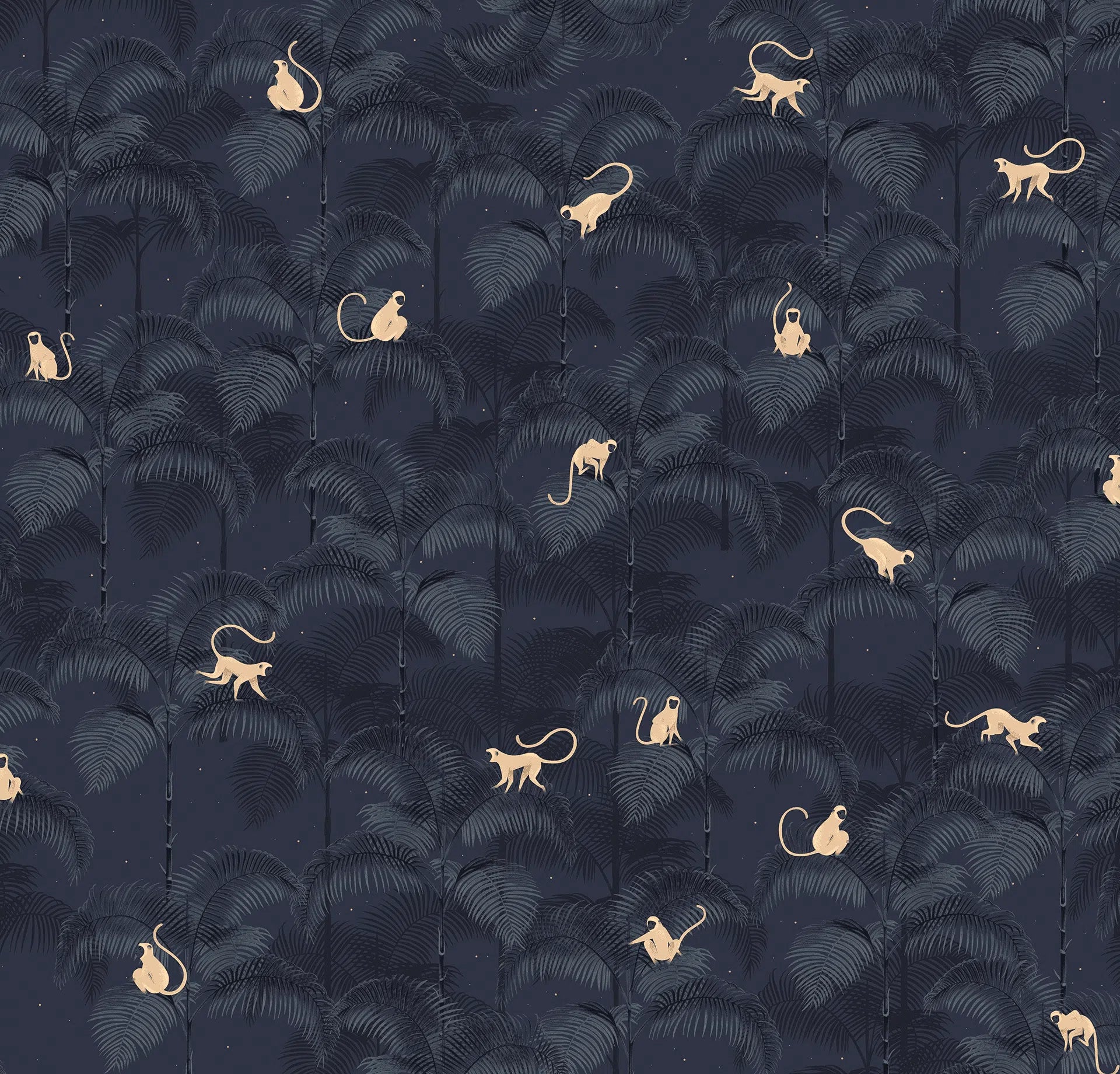 Creative Lab Amsterdam Monkey Night Blue Wallpaper Mural-Beaumonde