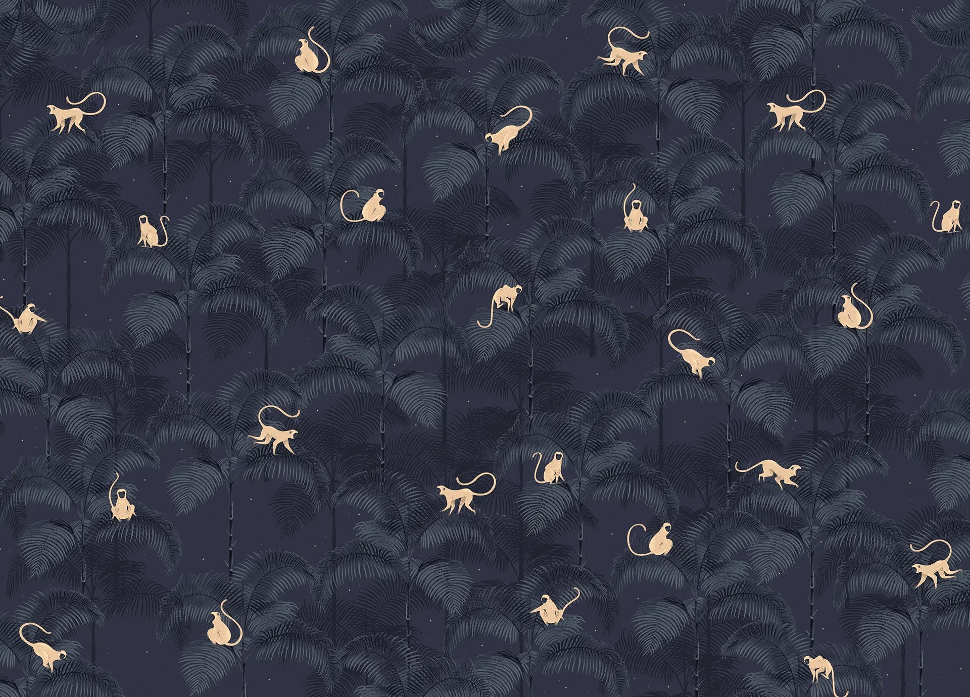 Creative Lab Amsterdam Monkey Night Blue Wallpaper Mural-Beaumonde