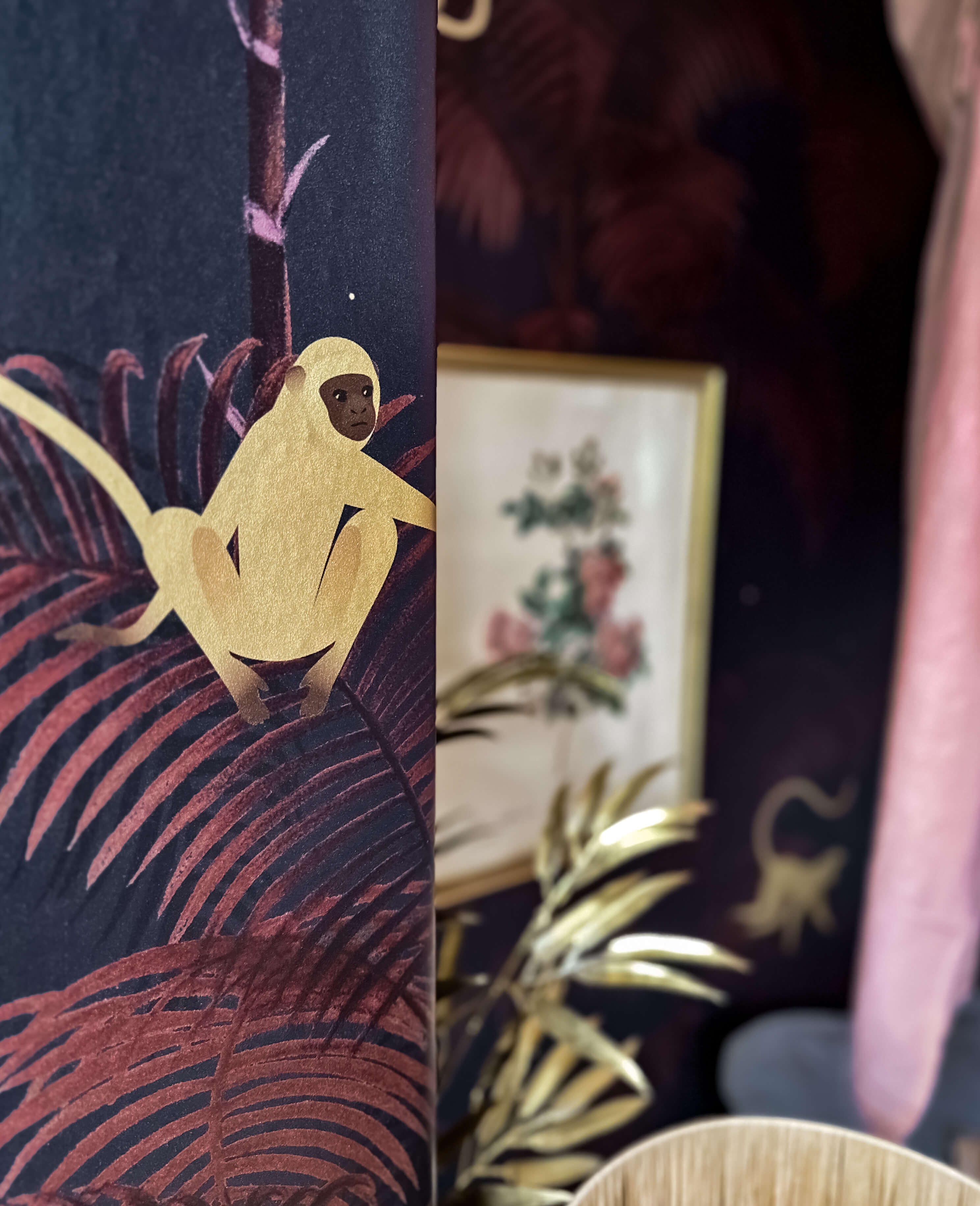 Creative Lab Amsterdam Monkey Night Red Wallpaper Mural-Beaumonde