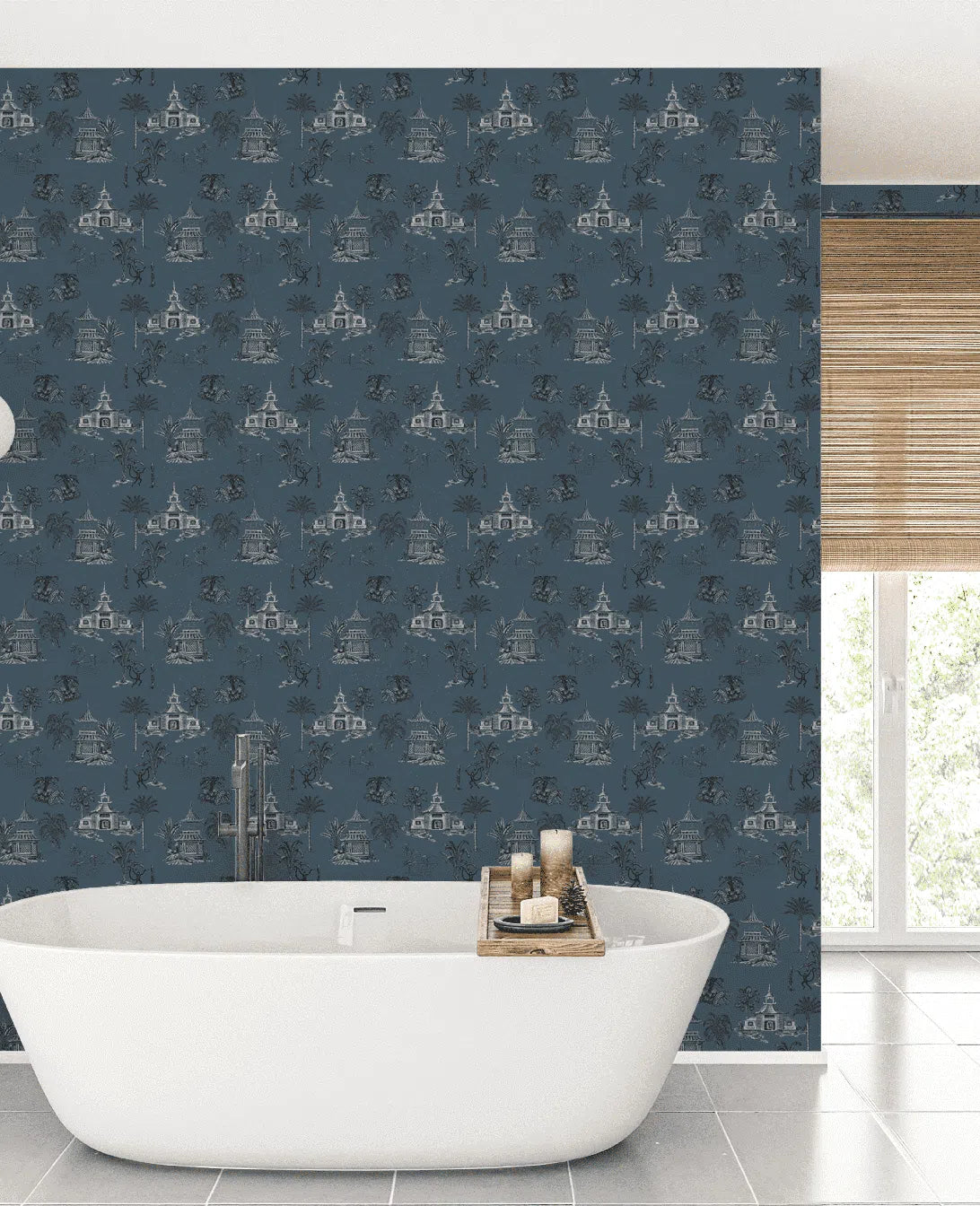 Creative Lab Amsterdam Oriental Teahouse Blues Blue Wallpaper Mural-Beaumonde