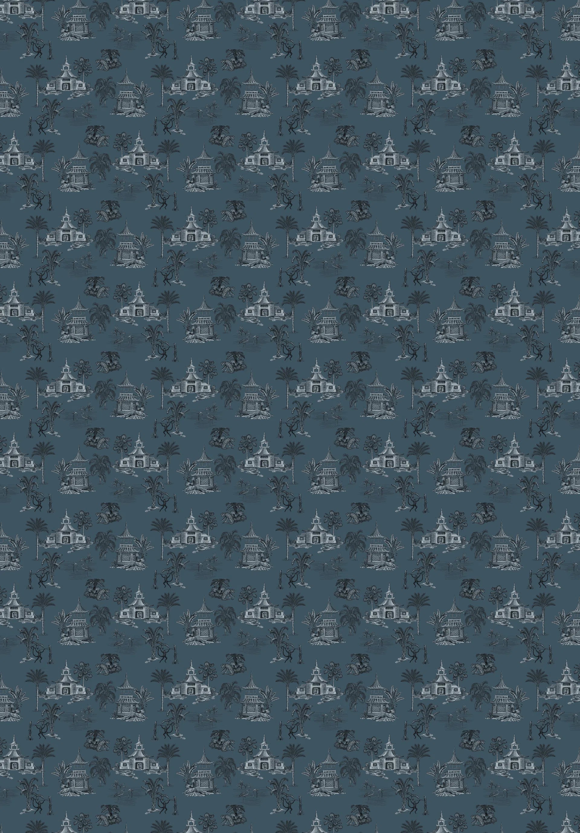 Creative Lab Amsterdam Oriental Teahouse Blues Blue Wallpaper Mural-Beaumonde