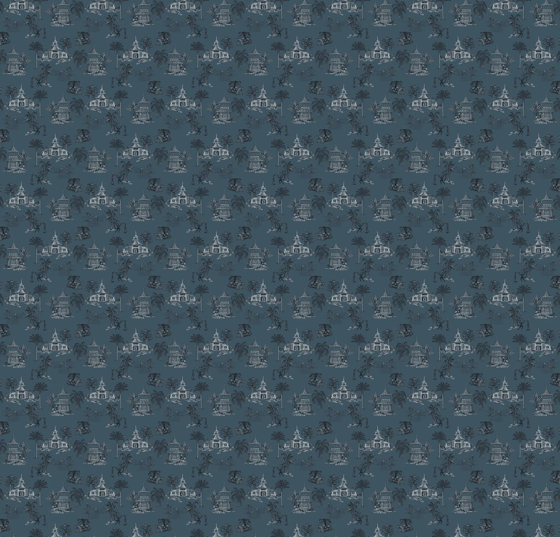 Creative Lab Amsterdam Oriental Teahouse Blues Blue Wallpaper Mural-Beaumonde