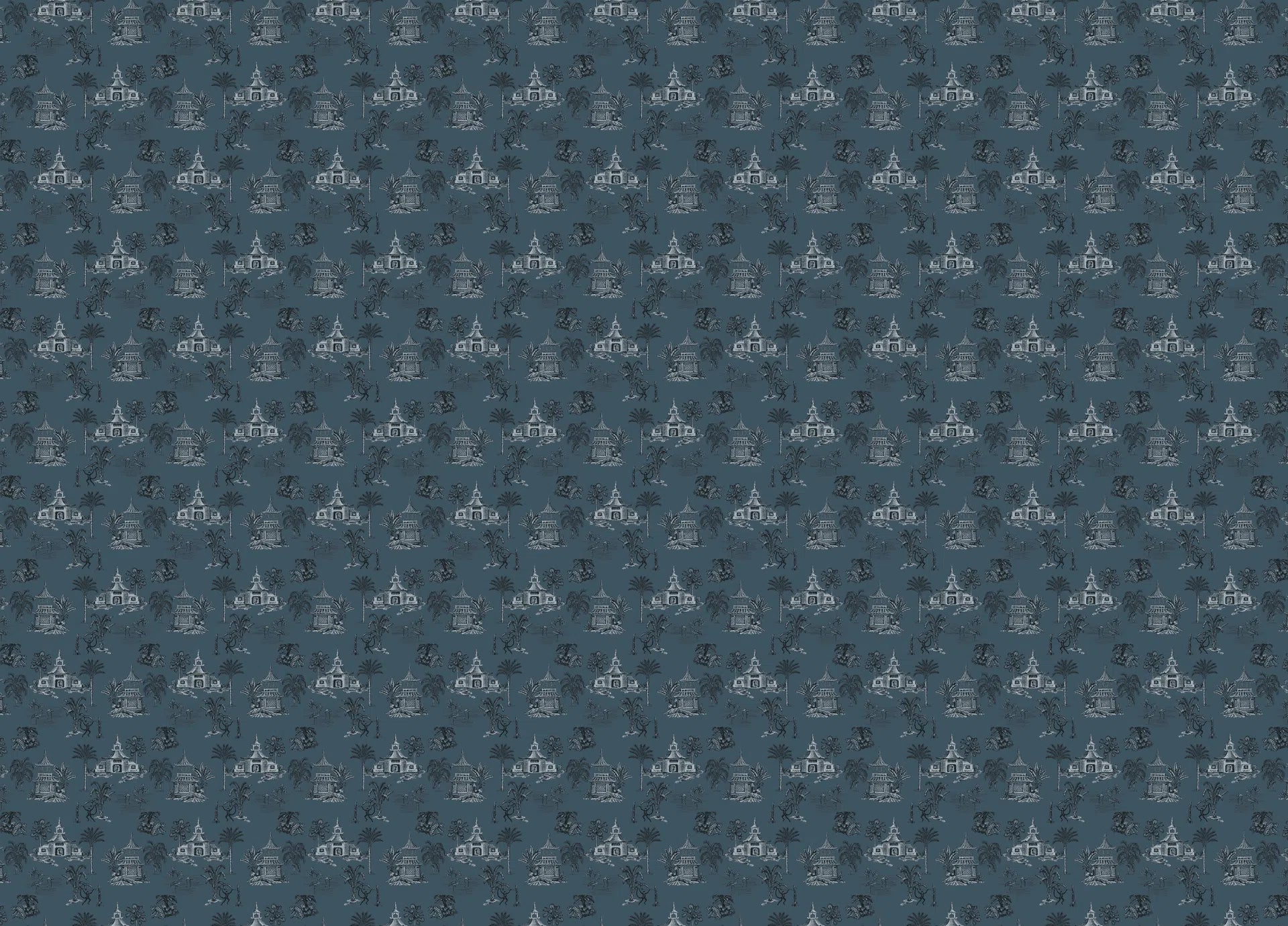 Creative Lab Amsterdam Oriental Teahouse Blues Blue Wallpaper Mural-Beaumonde