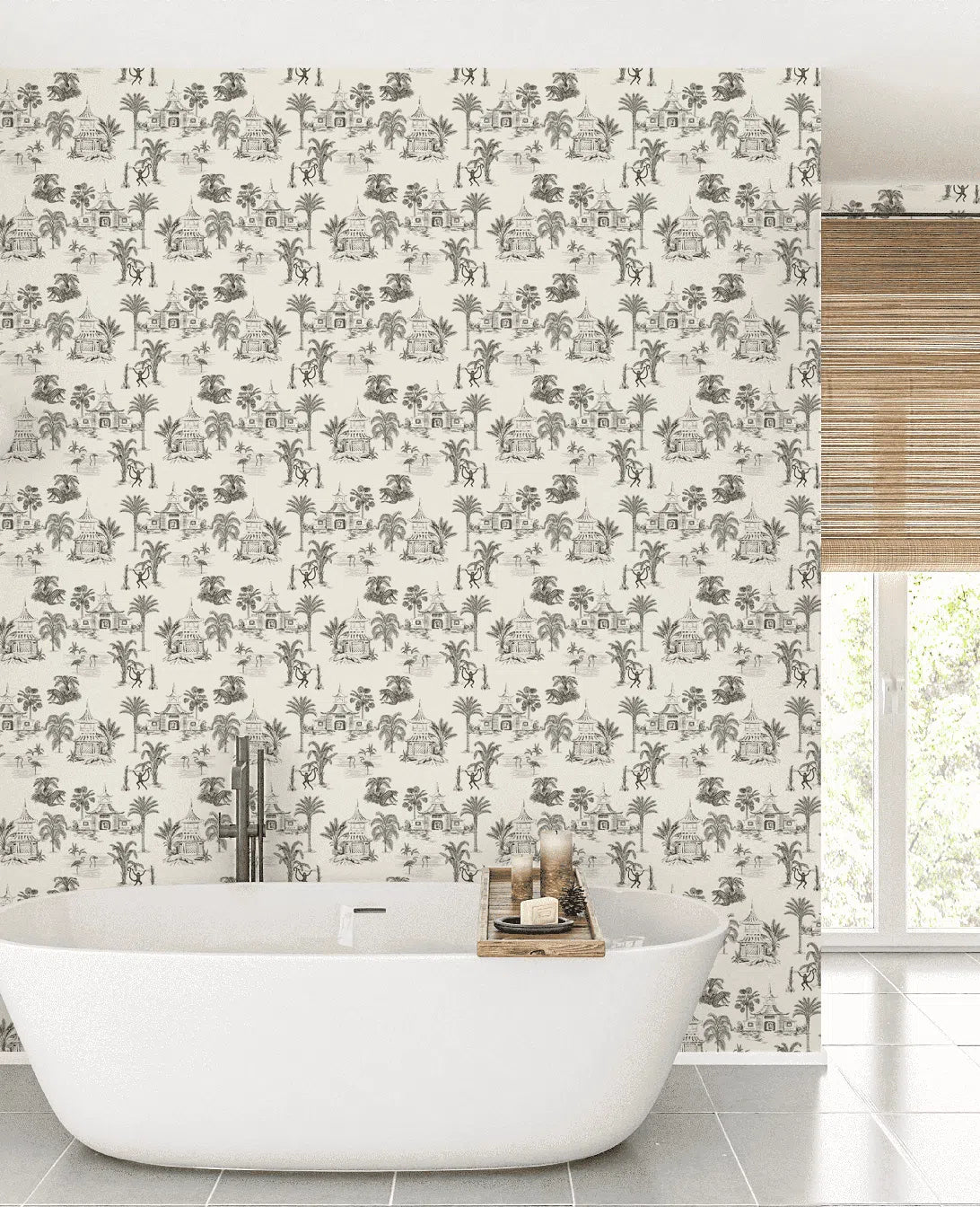 Creative Lab Amsterdam Oriental Teahouse Offwhite Wallpaper Mural-Beaumonde