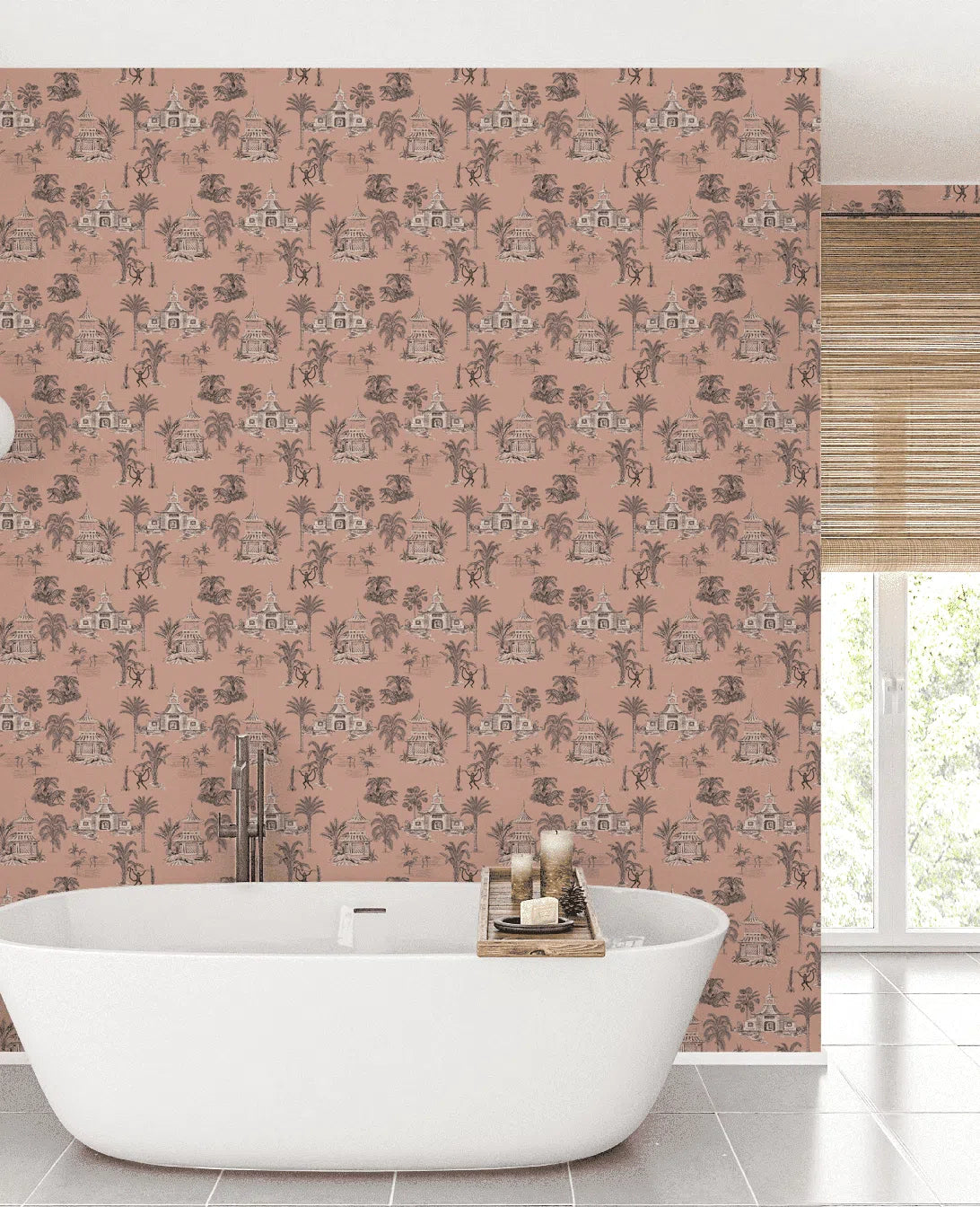 Creative Lab Amsterdam Oriental Teahouse Terra Pink Wallpaper Mural-Beaumonde
