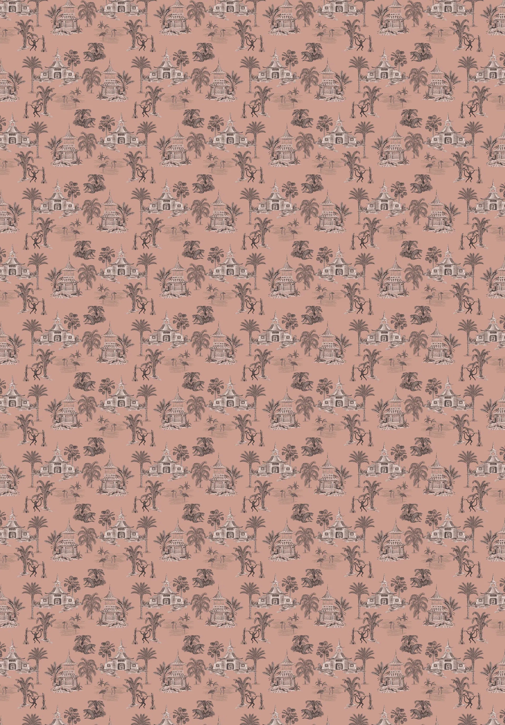 Creative Lab Amsterdam Oriental Teahouse Terra Pink Wallpaper Mural-Beaumonde