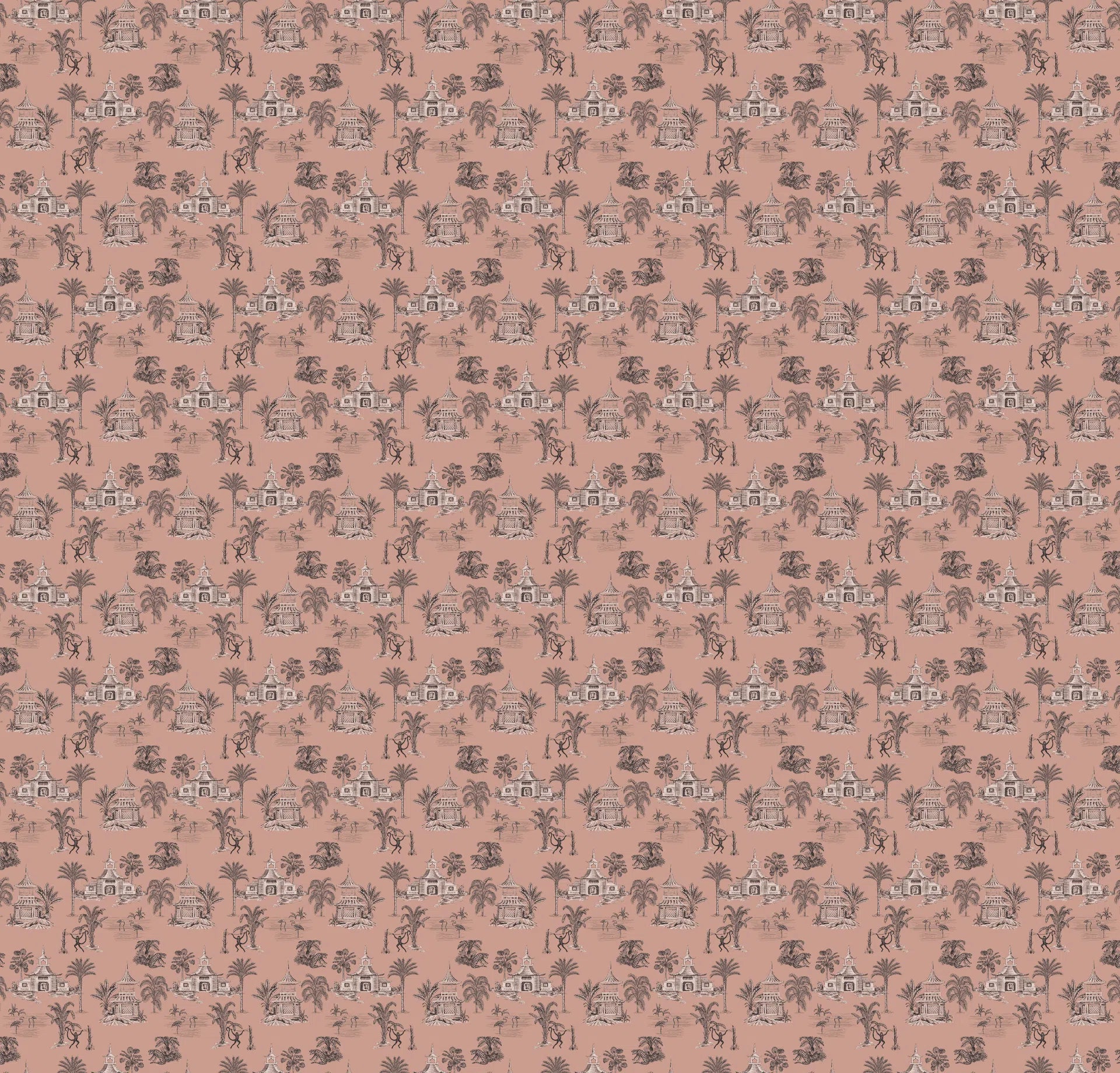 Creative Lab Amsterdam Oriental Teahouse Terra Pink Wallpaper Mural-Beaumonde