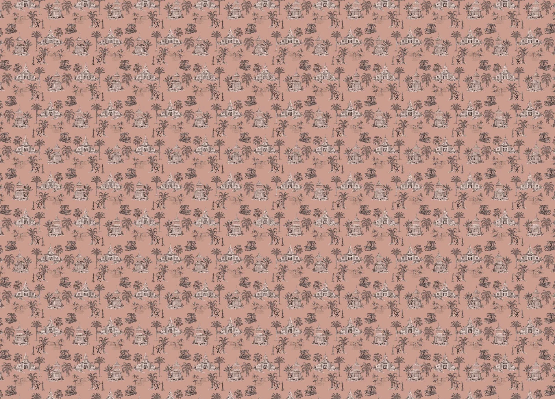 Creative Lab Amsterdam Oriental Teahouse Terra Pink Wallpaper Mural-Beaumonde