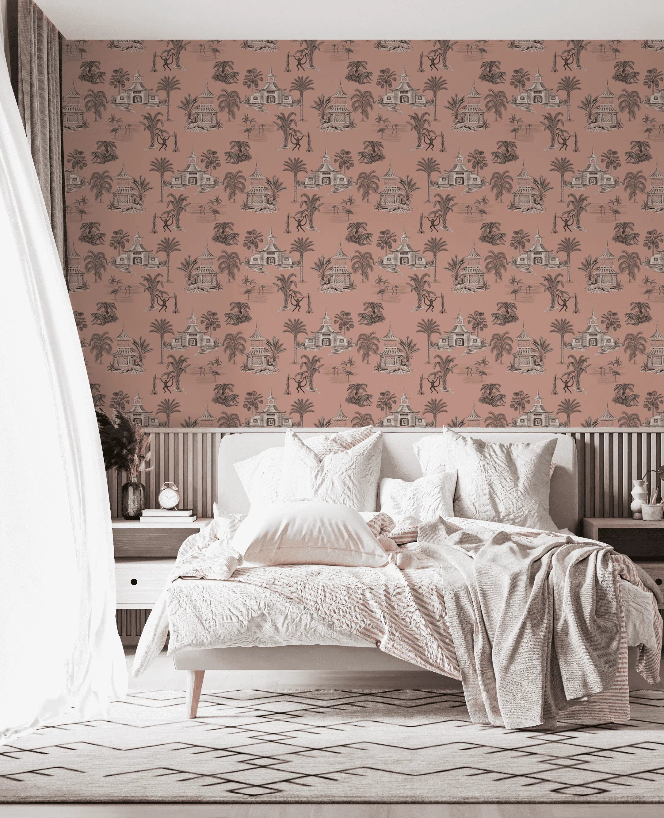 Creative Lab Amsterdam Oriental Teahouse Terra Pink Wallpaper Mural-Beaumonde