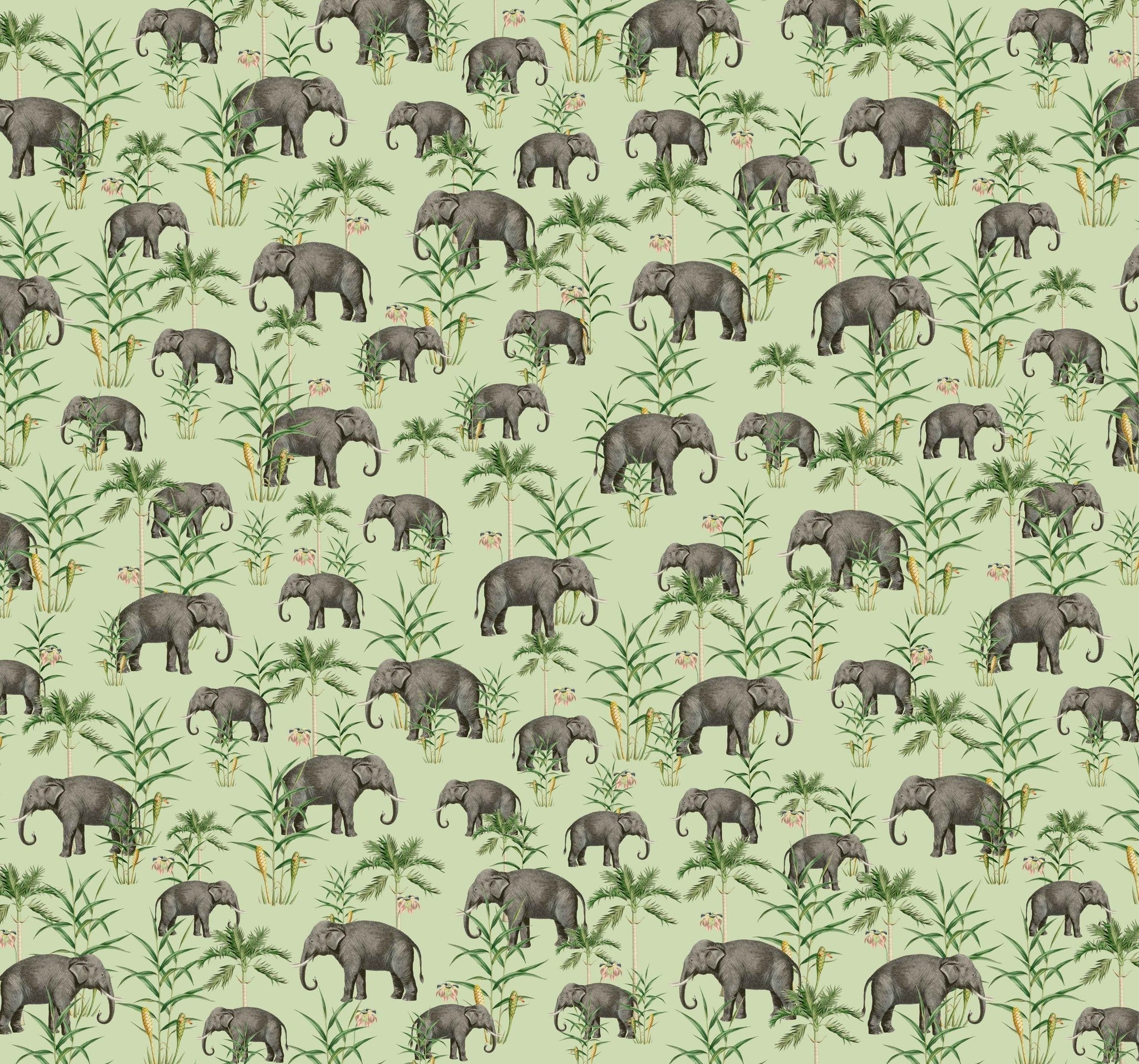 Creative Lab Amsterdam Oscar The Elephant Green Wallpaper Mural-Beaumonde