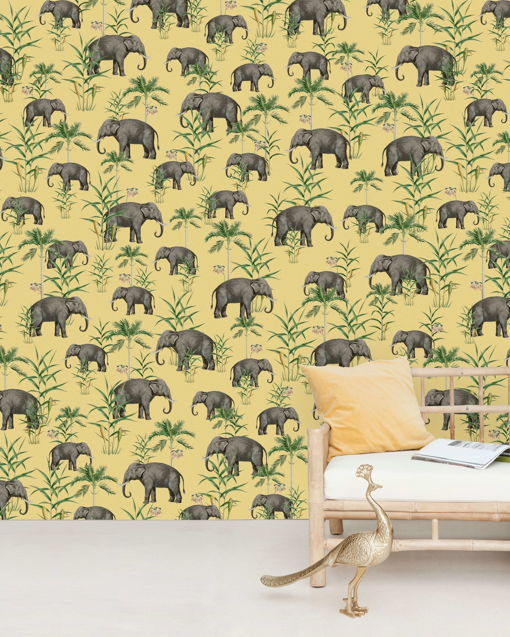Creative Lab Amsterdam Oscar The Elephant Yellow Wallpaper Mural-Beaumonde