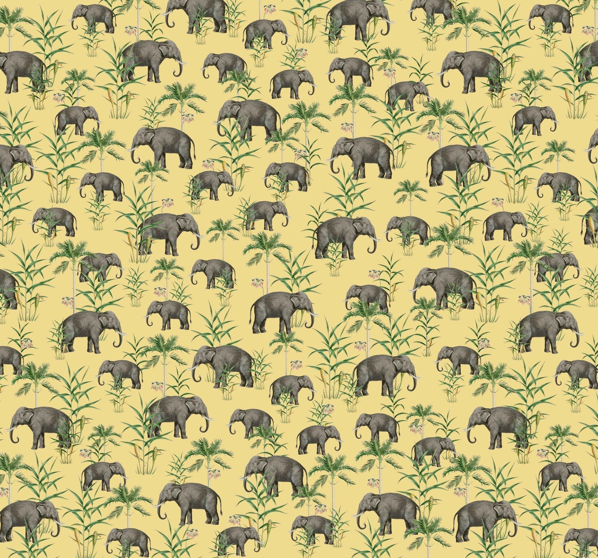 Creative Lab Amsterdam Oscar The Elephant Yellow Wallpaper Mural-Beaumonde