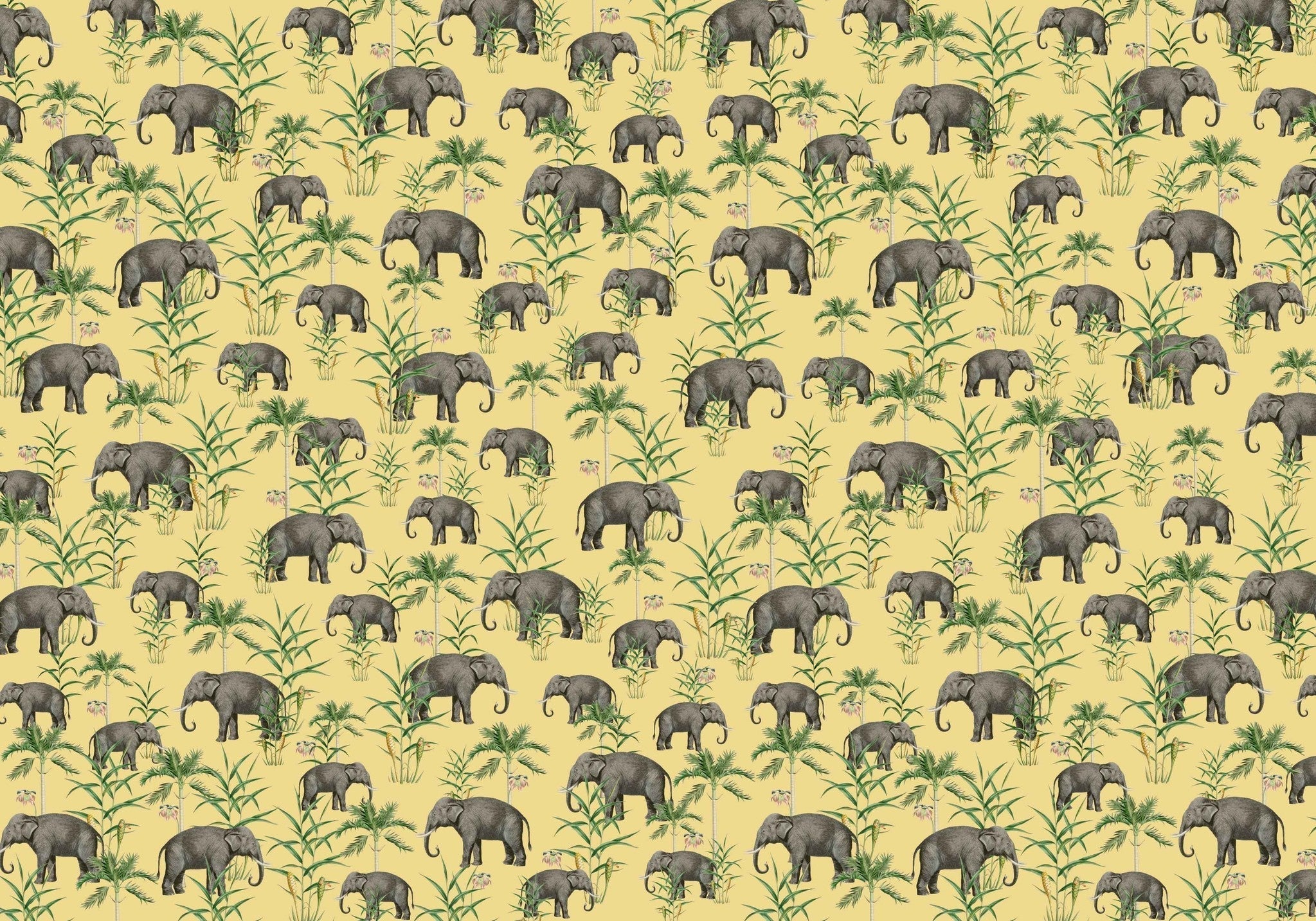 Creative Lab Amsterdam Oscar The Elephant Yellow Wallpaper Mural-Beaumonde