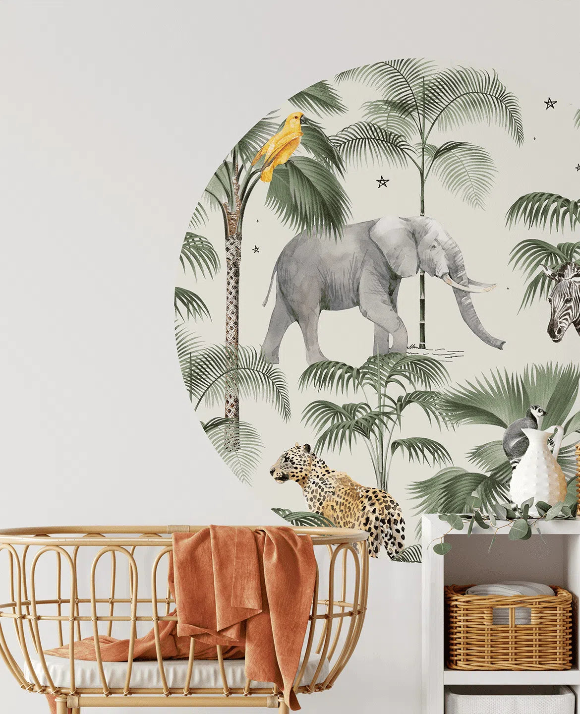 Creative Lab Amsterdam Palm Wildlife Wallpaper Circle Mural-Beaumonde