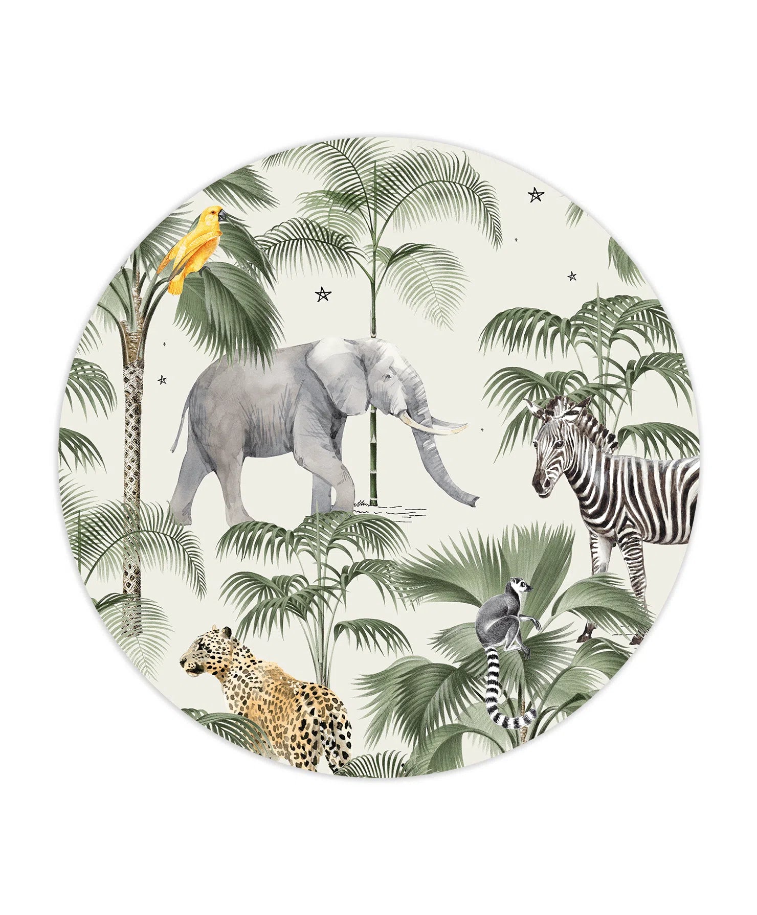 Creative Lab Amsterdam Palm Wildlife Wallpaper Circle Mural-Beaumonde