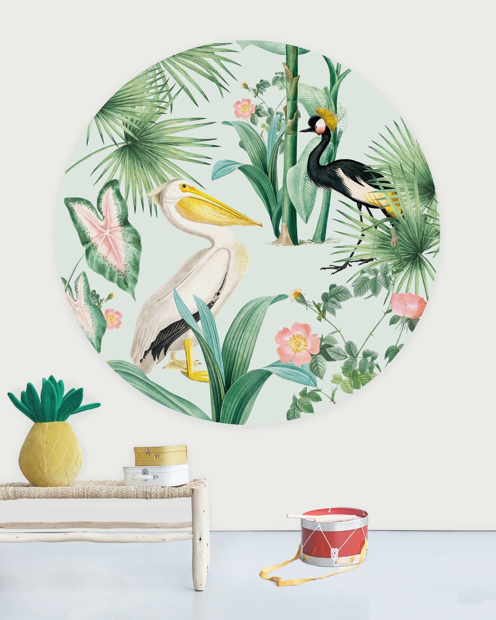 Creative Lab Amsterdam Pelican Wallpaper Circle Mural-Beaumonde