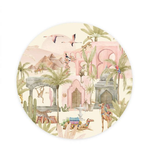 Creative Lab Amsterdam Pink City Wallpaper Circle Mural-Beaumonde