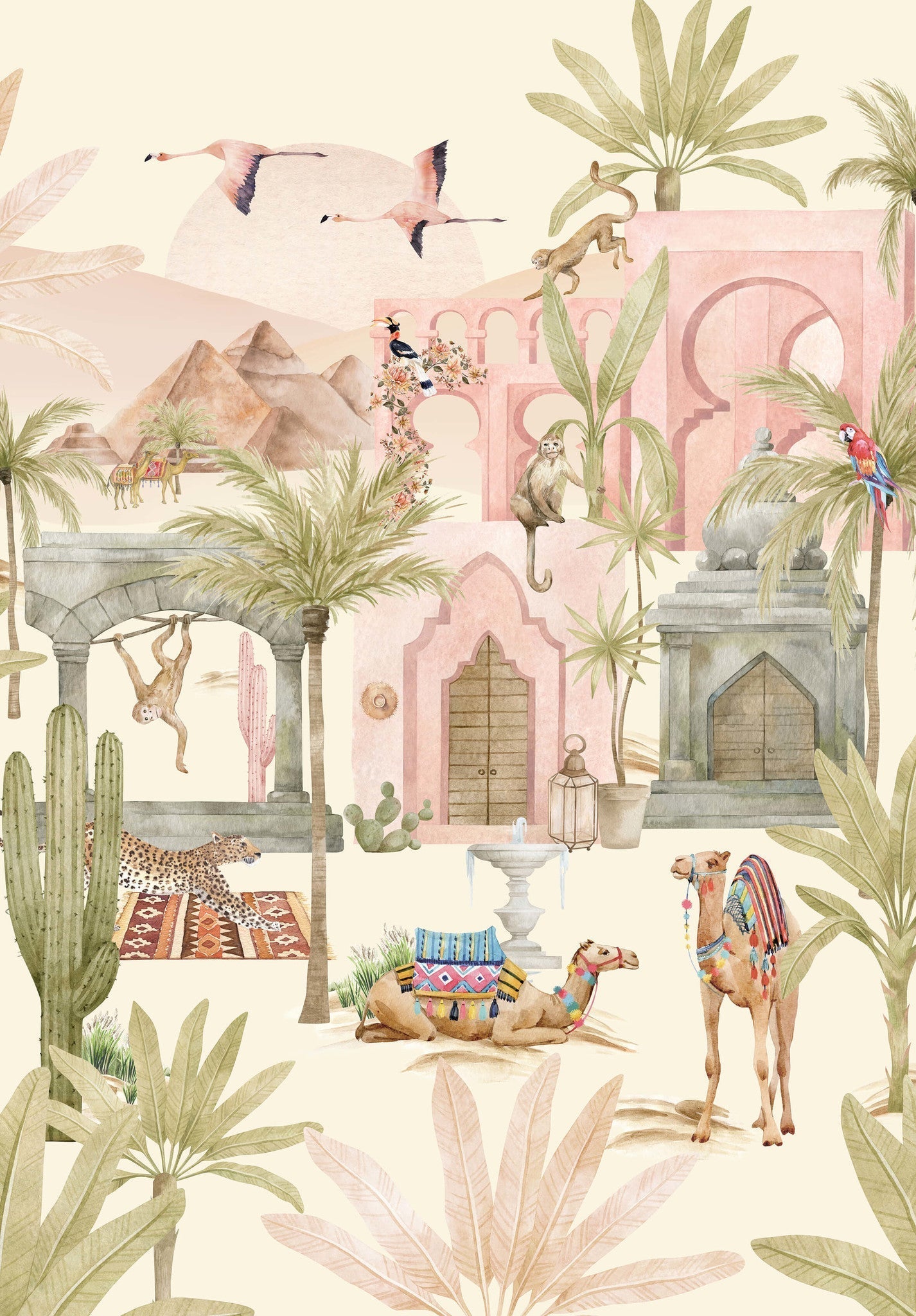 Creative Lab Amsterdam Pink Oasis Wallpaper Mural-Beaumonde