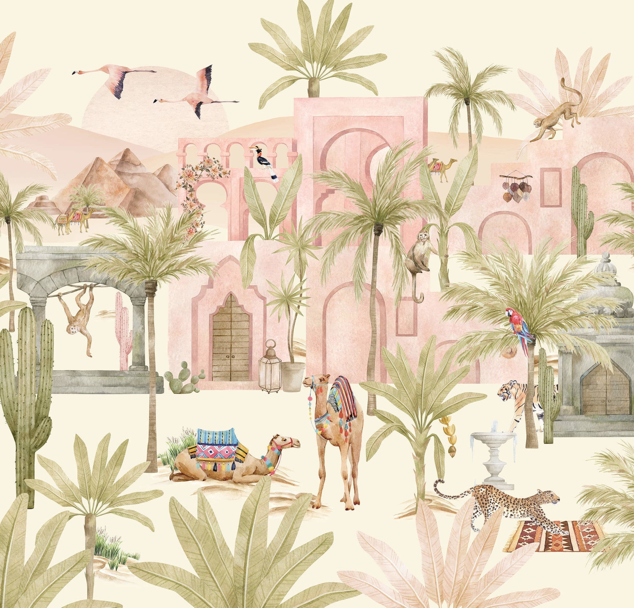Creative Lab Amsterdam Pink Oasis Wallpaper Mural-Beaumonde