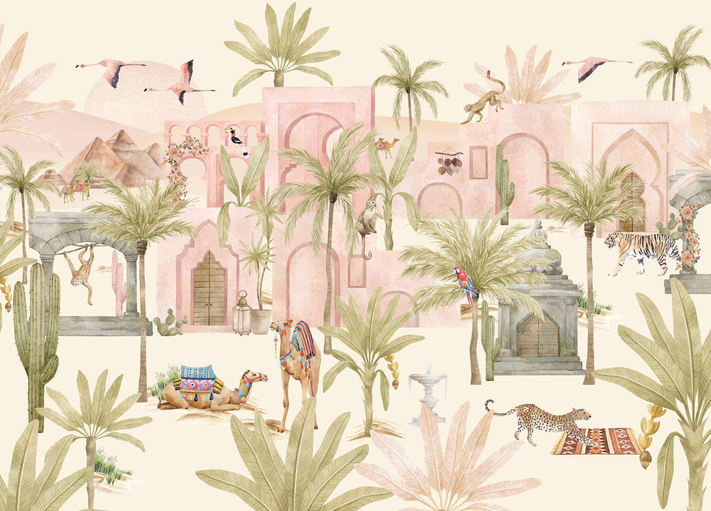 Creative Lab Amsterdam Pink Oasis Wallpaper Mural-Beaumonde