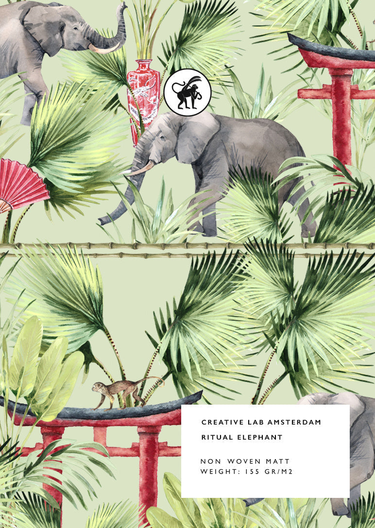 Creative Lab Amsterdam Ritual Elephant Wallpaper Mural-Beaumonde