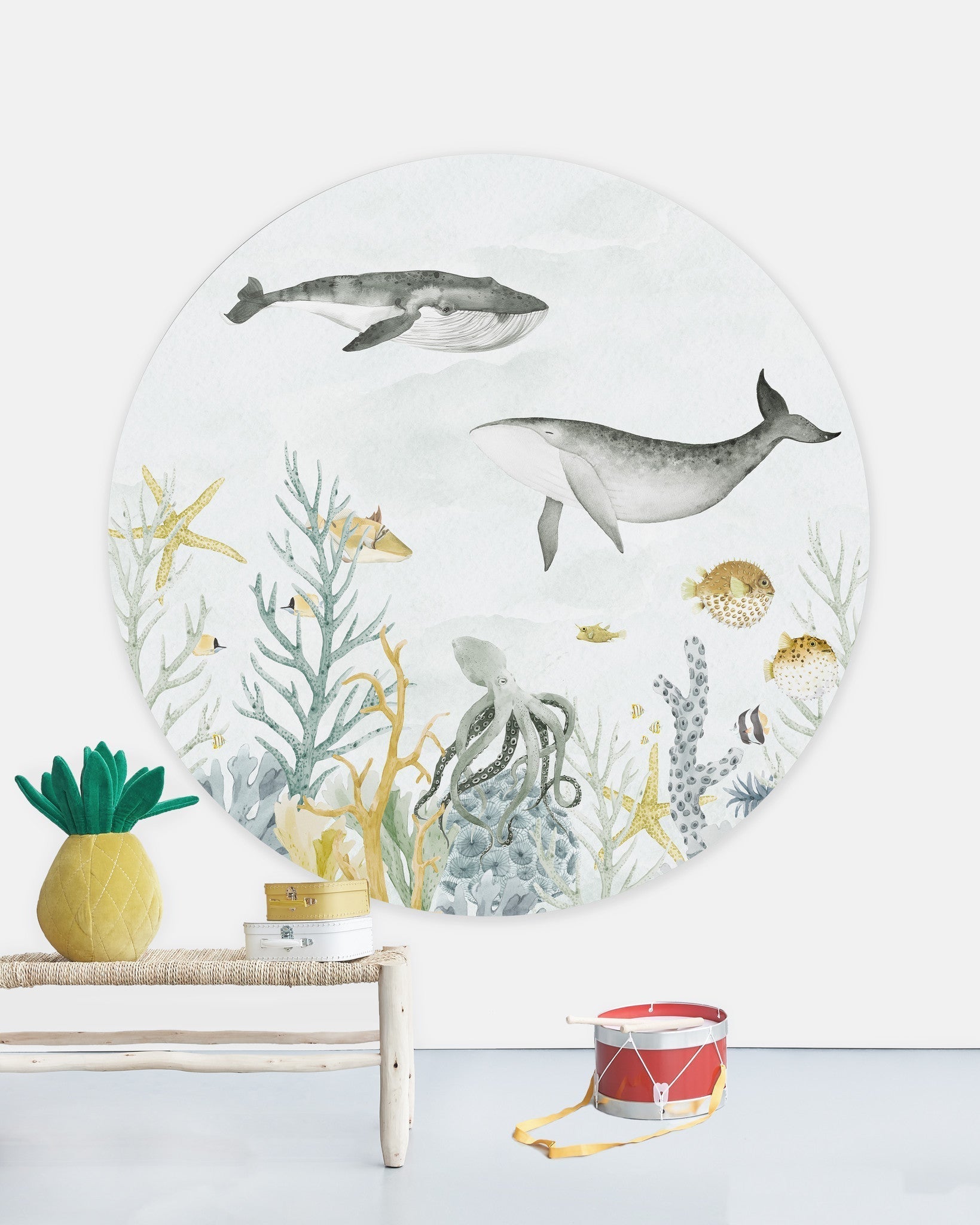 Creative Lab Amsterdam Sealife Blue Wallpaper Circle Mural-Beaumonde