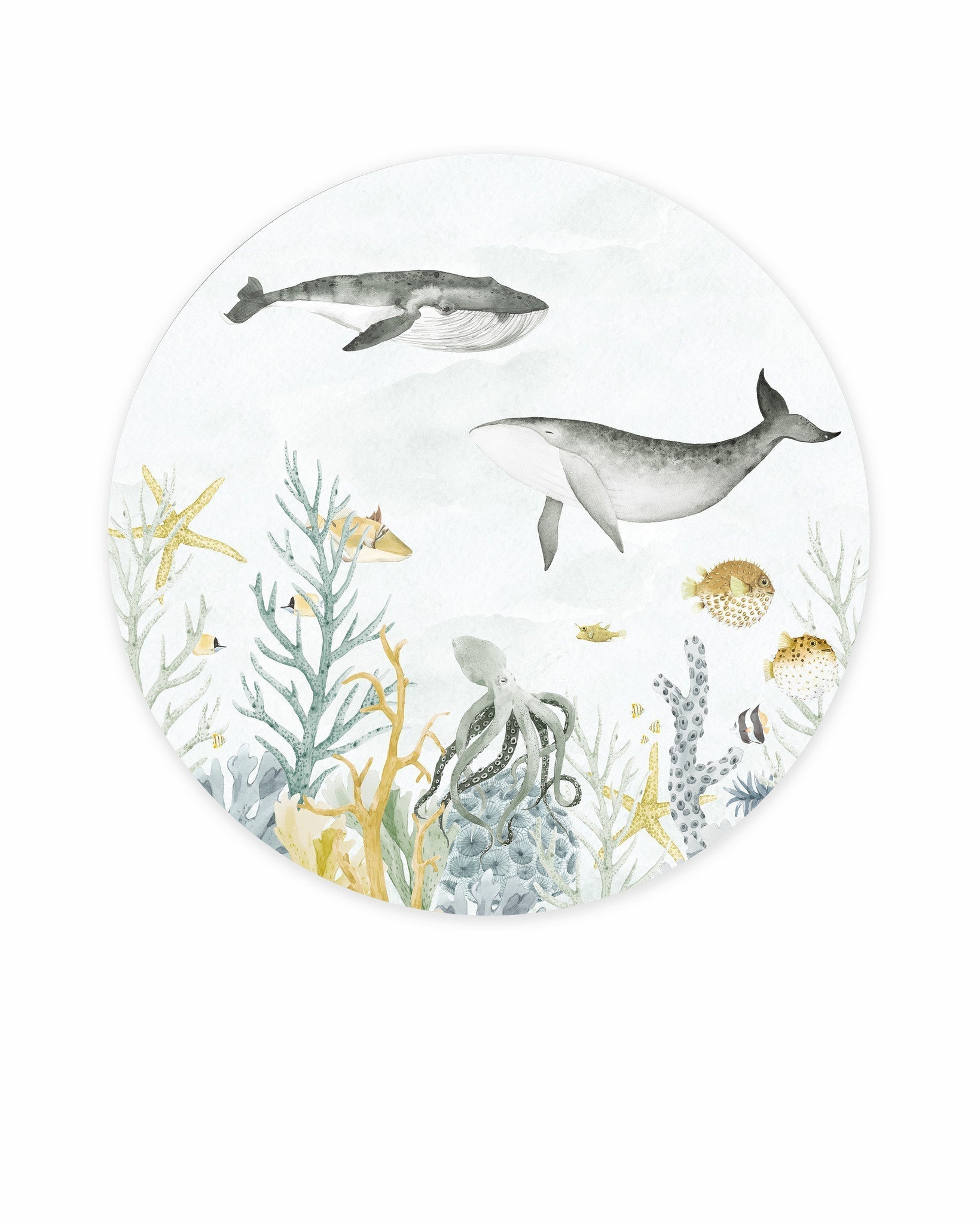 Creative Lab Amsterdam Sealife Blue Wallpaper Circle Mural-Beaumonde