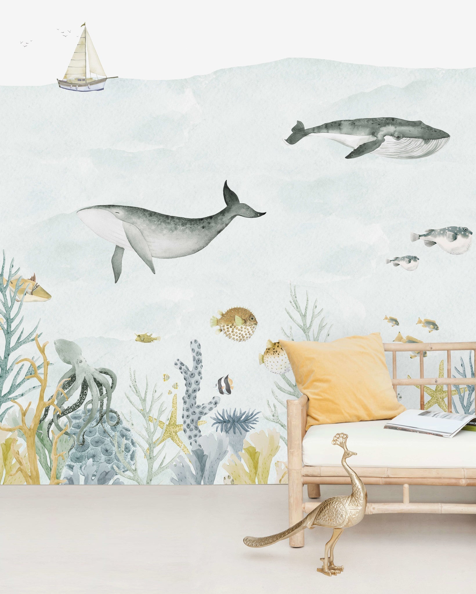 Creative Lab Amsterdam Sealife Blue Wallpaper Mural-Beaumonde