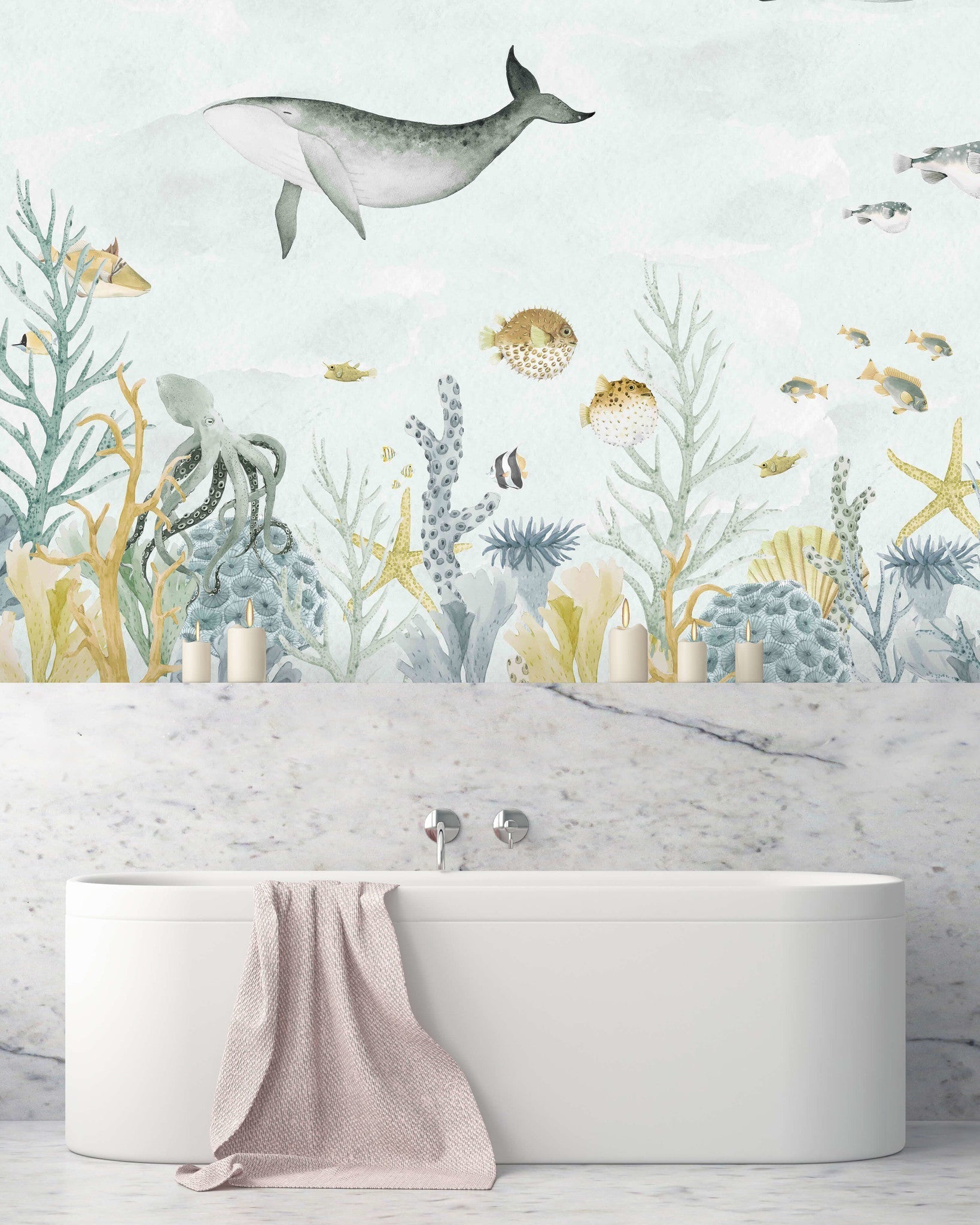 Creative Lab Amsterdam Sealife Blue Wallpaper Mural-Beaumonde