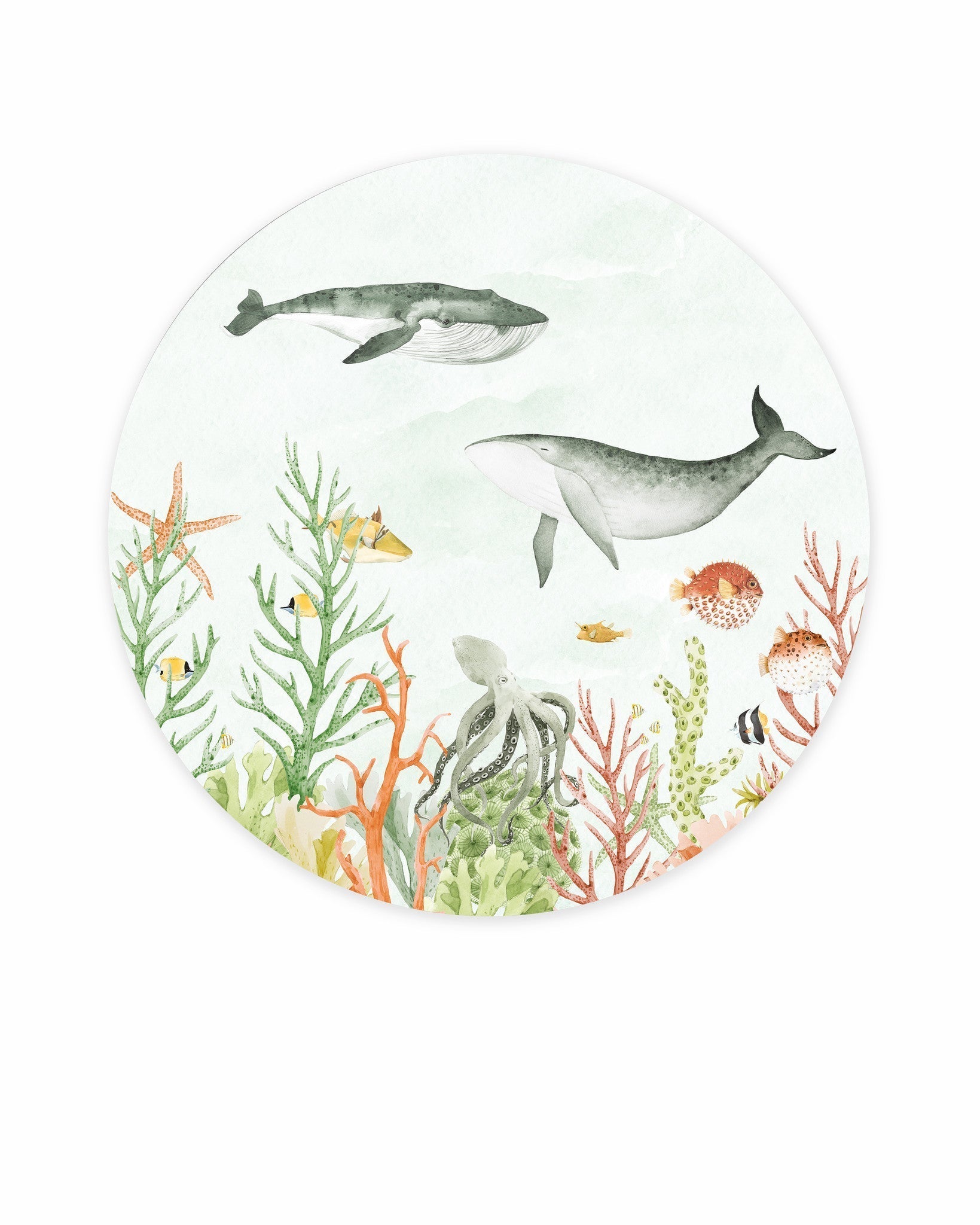Creative Lab Amsterdam Sealife Coral Wallpaper Circle Mural-Beaumonde