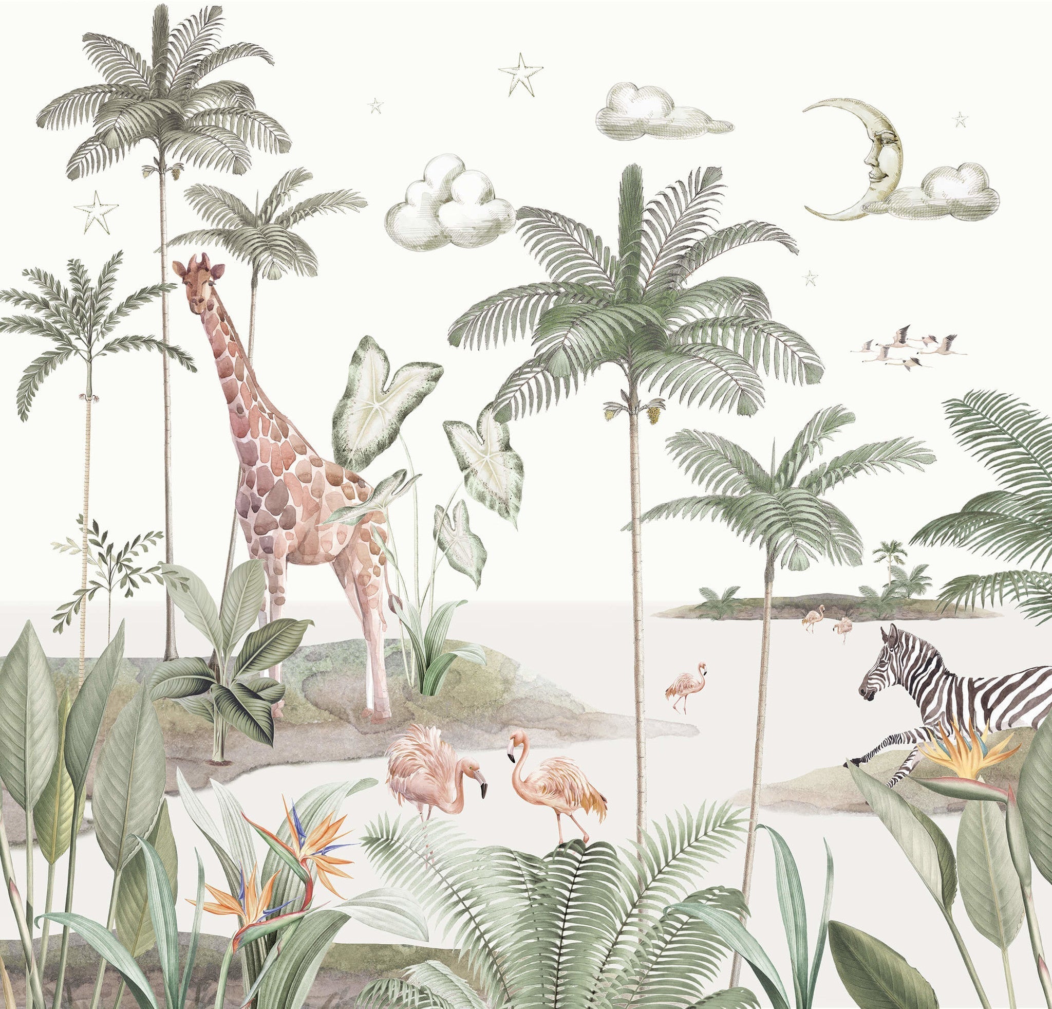 Creative Lab Amsterdam Smiling Jungle Moon Wallpaper Circle Mural-Beaumonde
