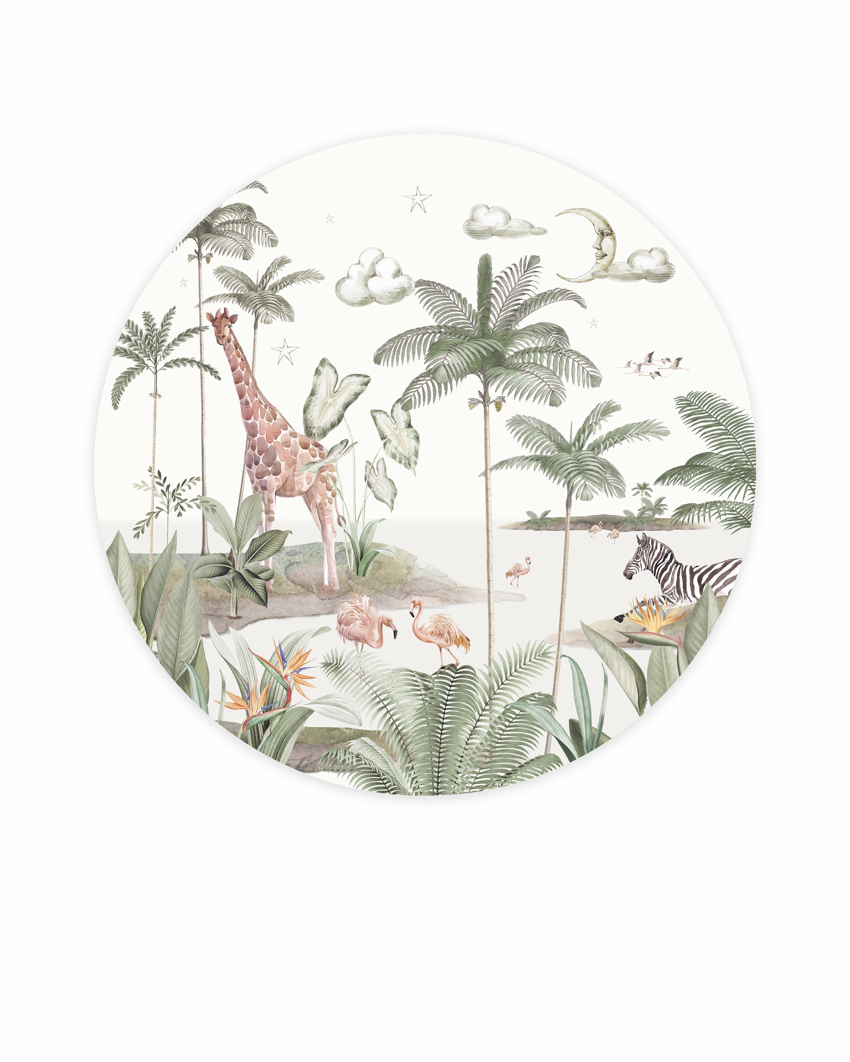 Creative Lab Amsterdam Smiling Jungle Moon Wallpaper Circle Mural-Beaumonde