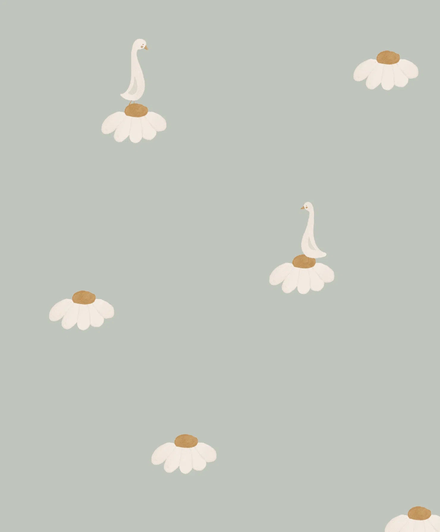 Creative Lab Amsterdam Sweet Camomile Green Light Wallpaper Circle Mural-Beaumonde