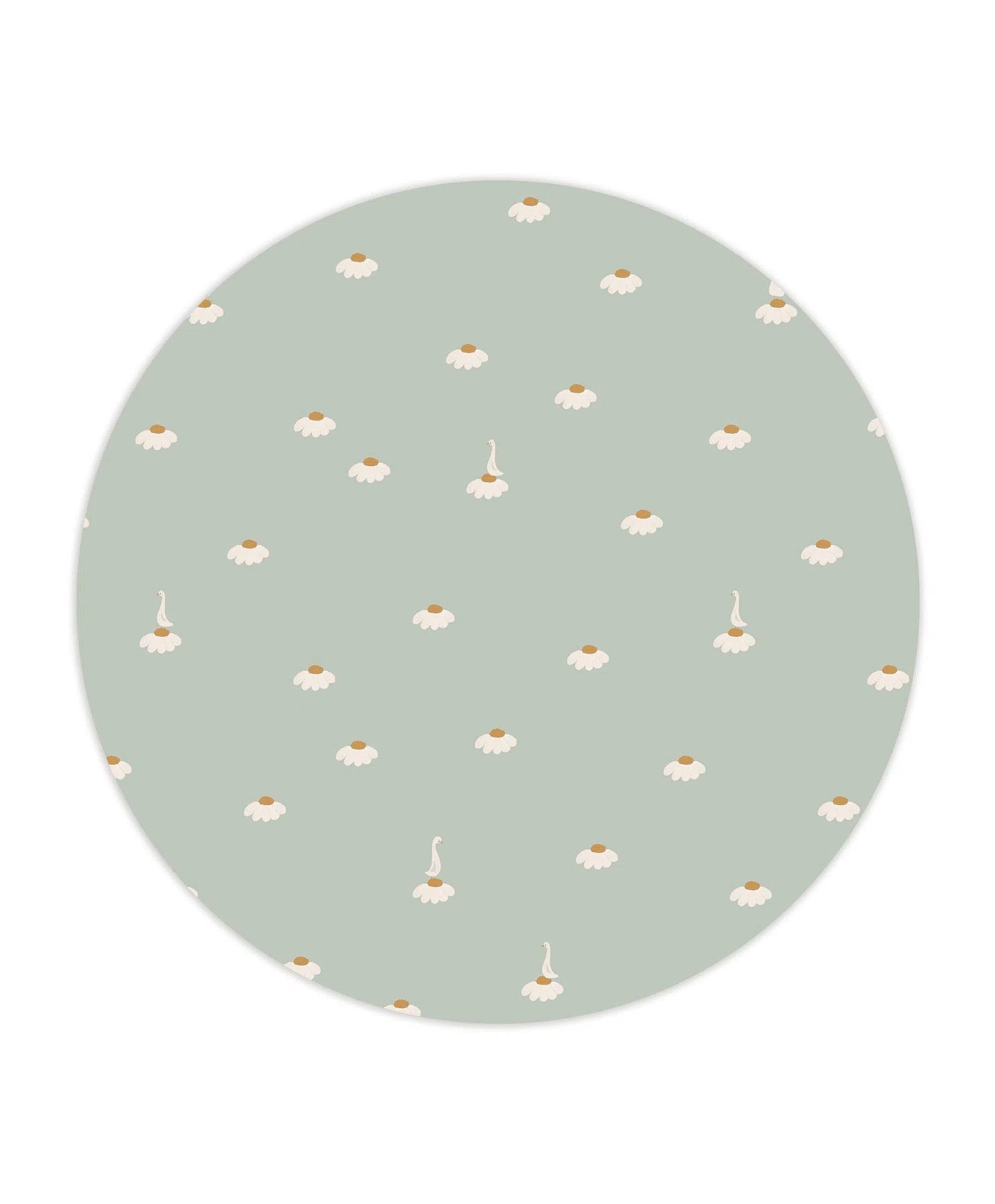 Creative Lab Amsterdam Sweet Camomile Green Light Wallpaper Circle Mural-Beaumonde