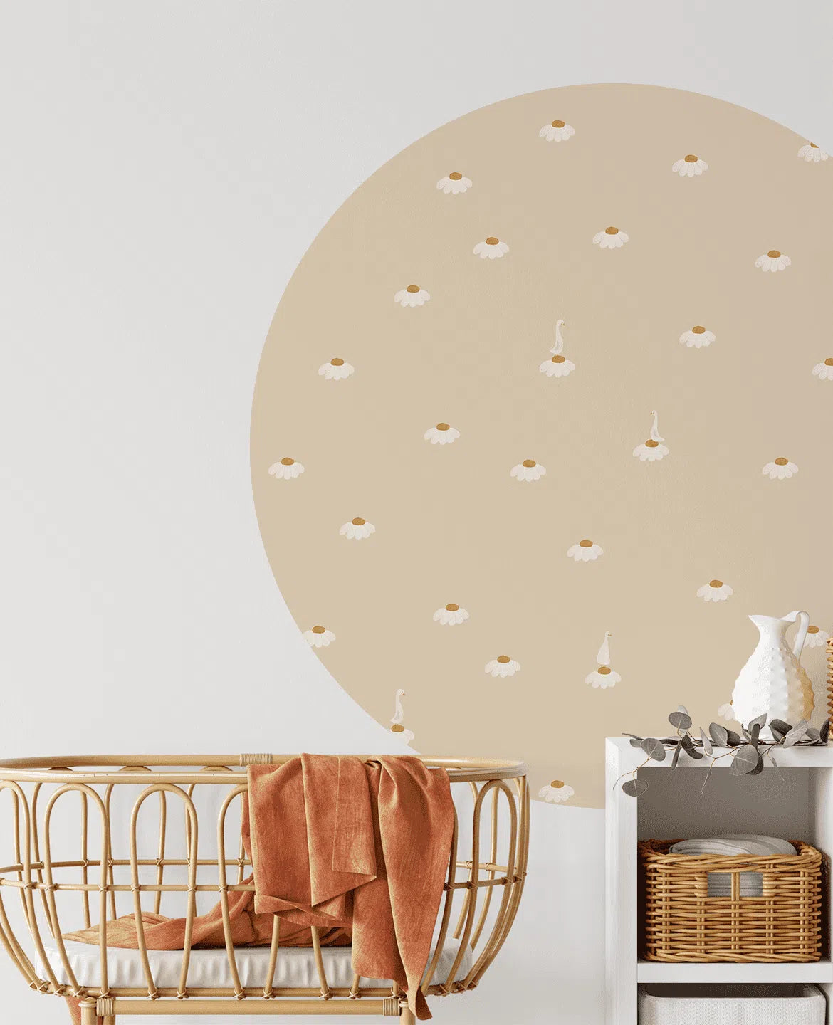 Creative Lab Amsterdam Sweet Camomile Soft Almond Wallpaper Circle Mural-Beaumonde