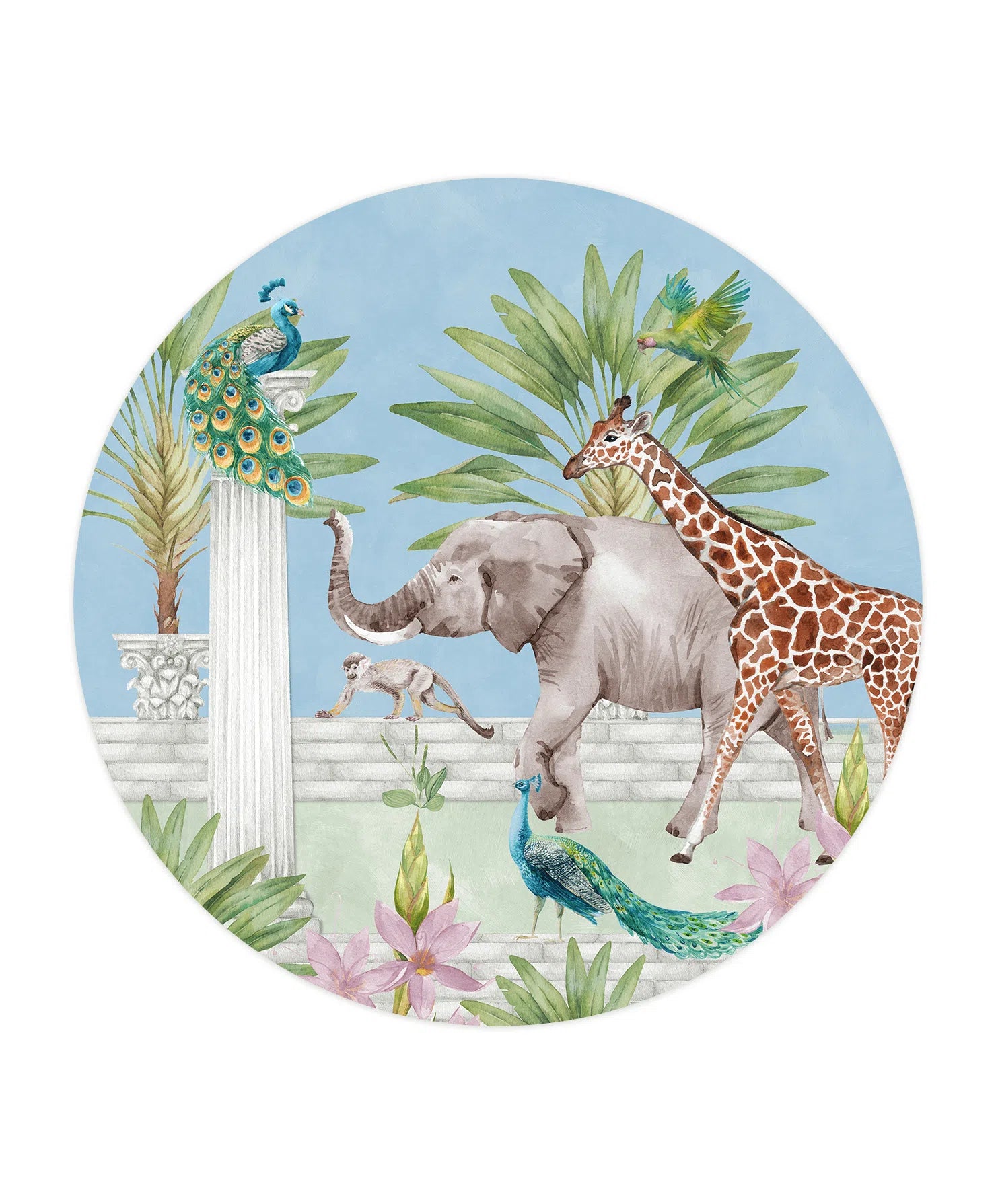 Creative Lab Amsterdam The Greek Animal Adventure Wallpaper Circle Mural-Beaumonde