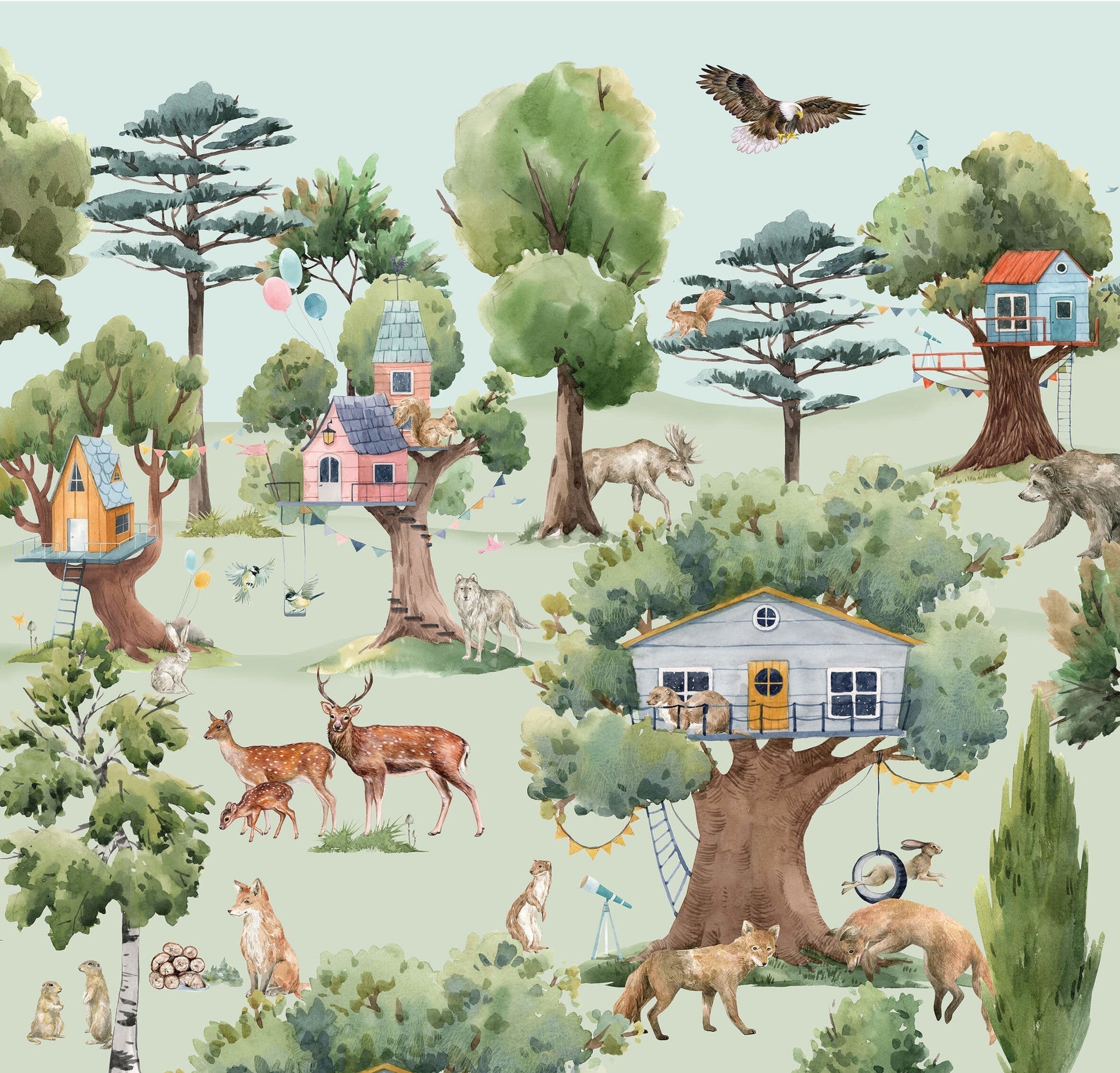 Creative Lab Amsterdam Treehouse in the Forest Wallpaper Circle-Beaumonde